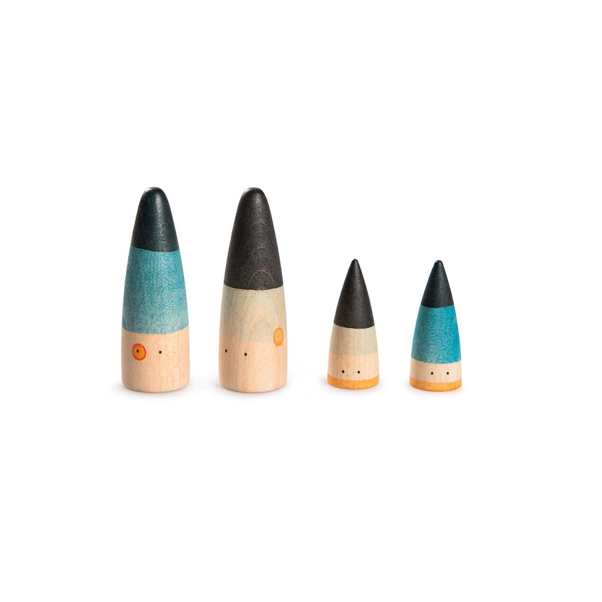 4 Wooden Toys From Grapat Lucky Lucky Collection on White Background