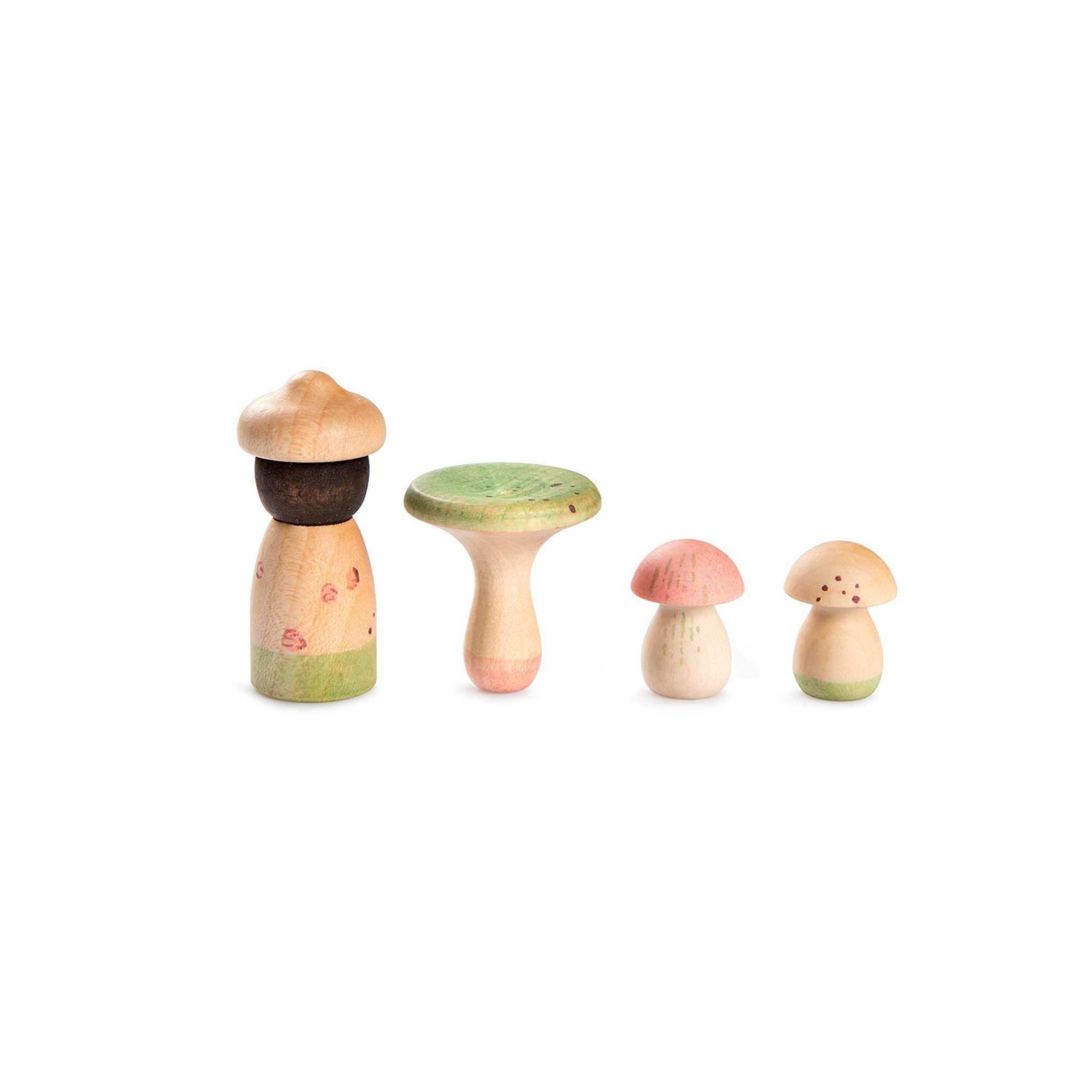 4 Wooden Toys From Grapat Lucky Lucky Collection on White Background