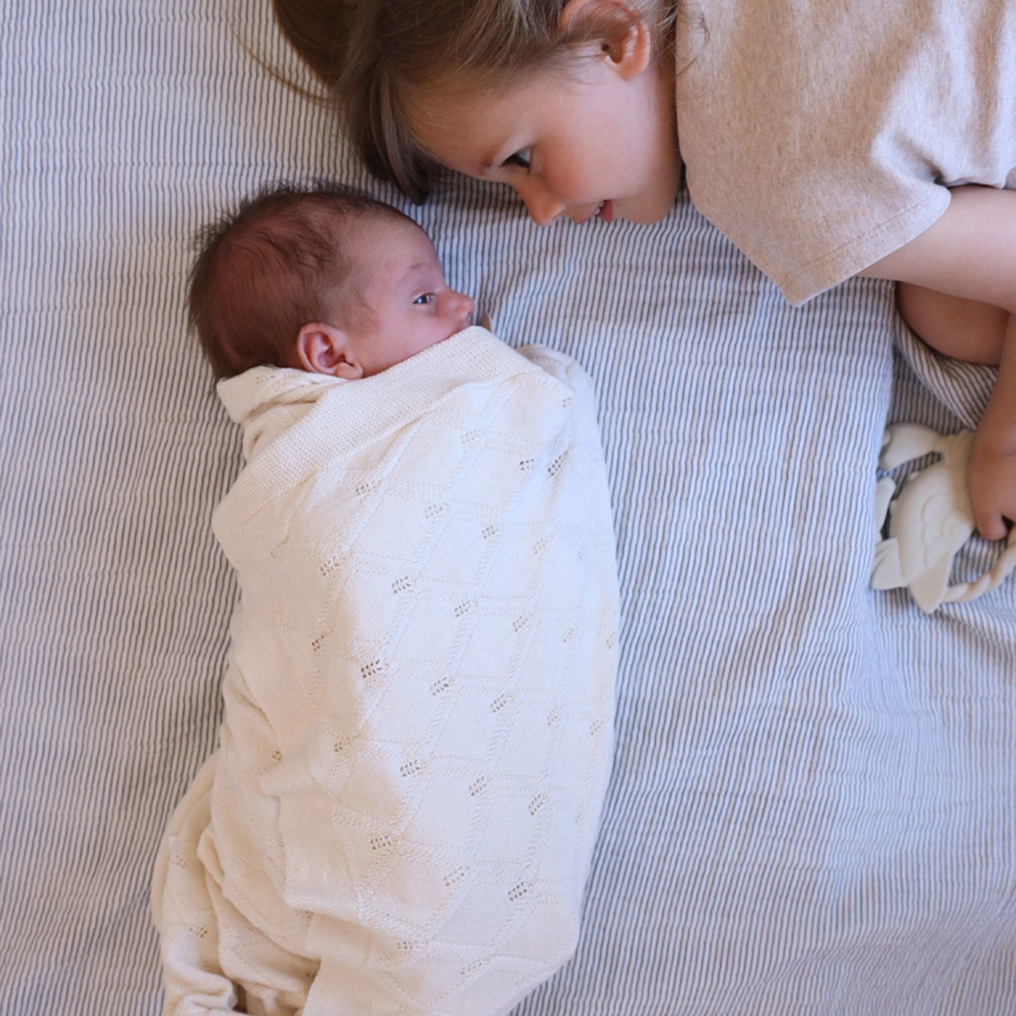 Baby and Child On Cam Cam Copenhagen Muslin Baby Blanket - Blue Stripes