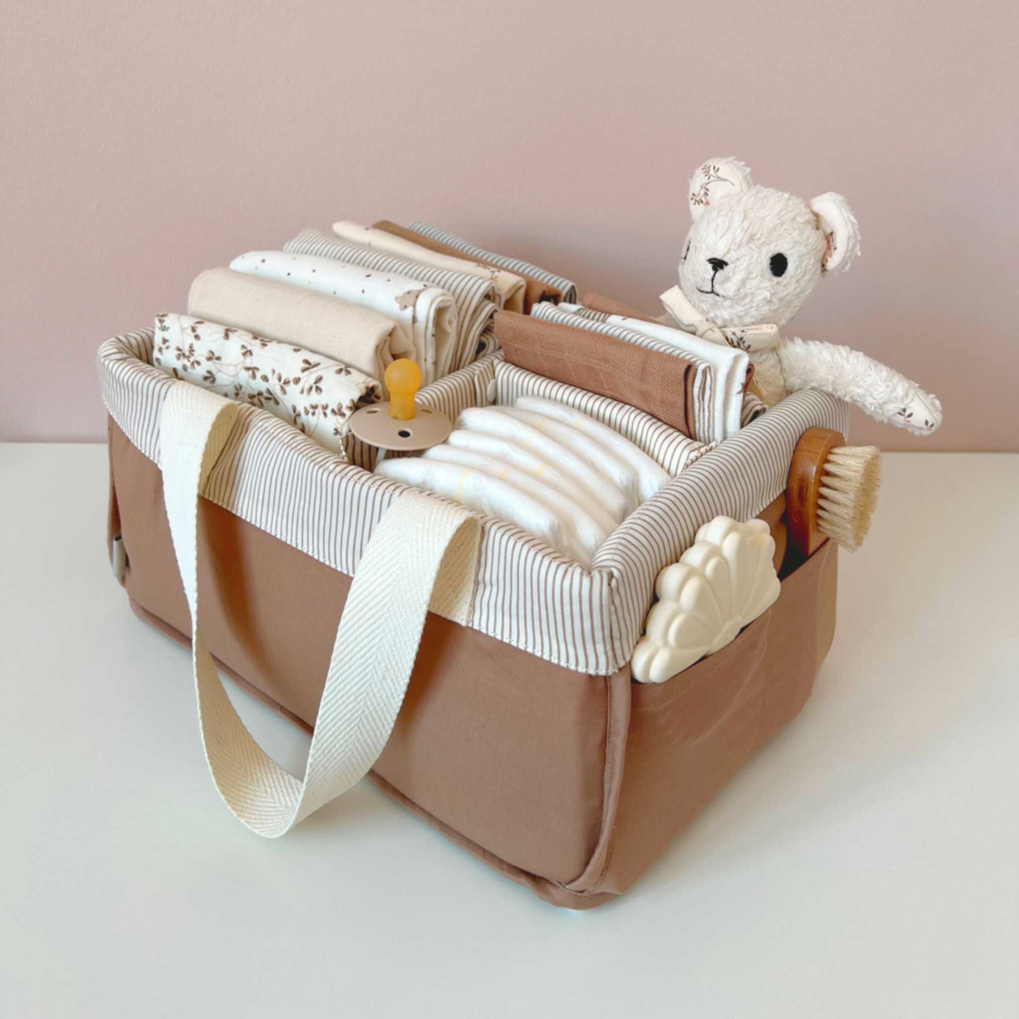 Cam Cam Diaper Caddy - Classic Camel Stripes Filled