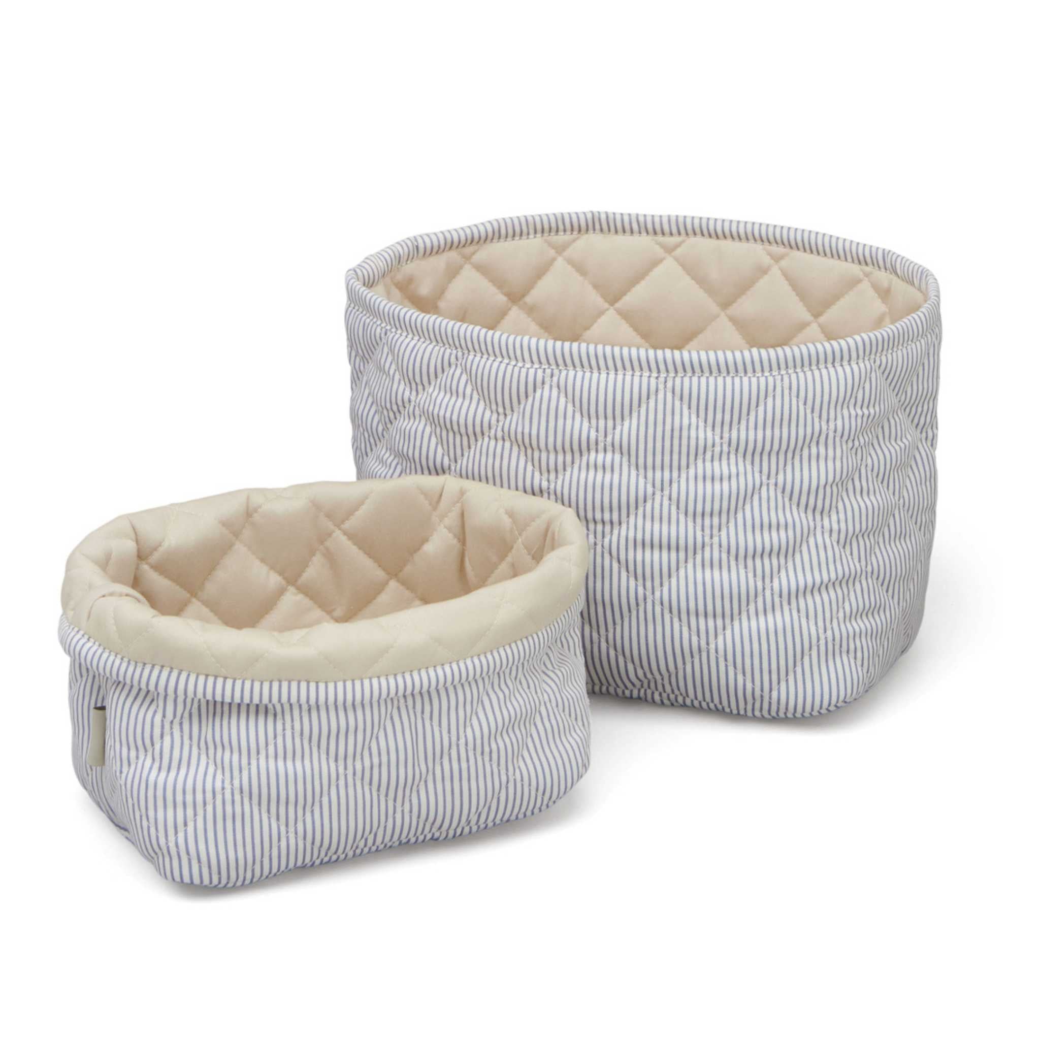 Cam Cam Copenhagen Quilted Storage Basket Set of 2 Blue Stripe Main Image