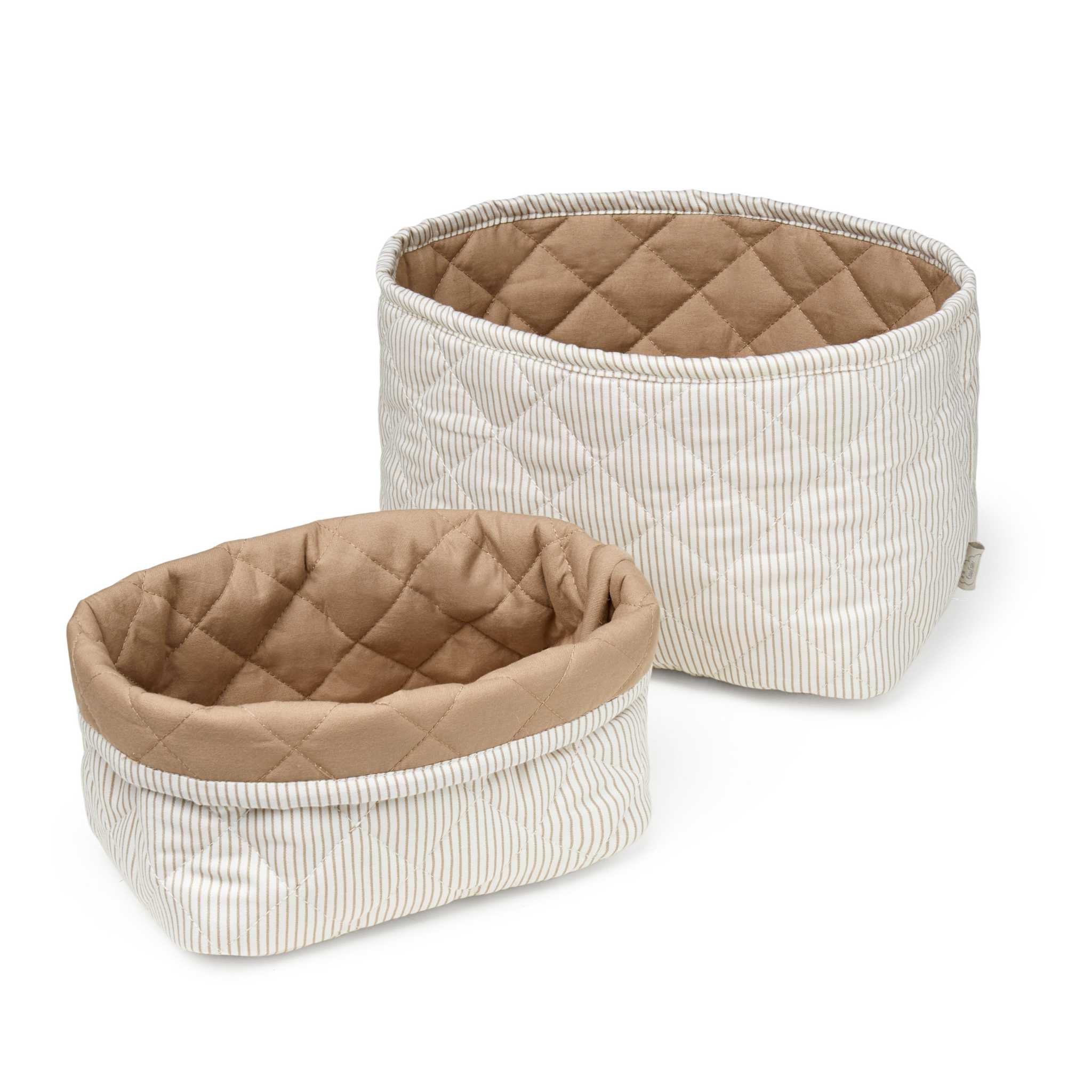 Cam Cam Quilted Storage Basket Set of Two Camel Stripes - Main Image
