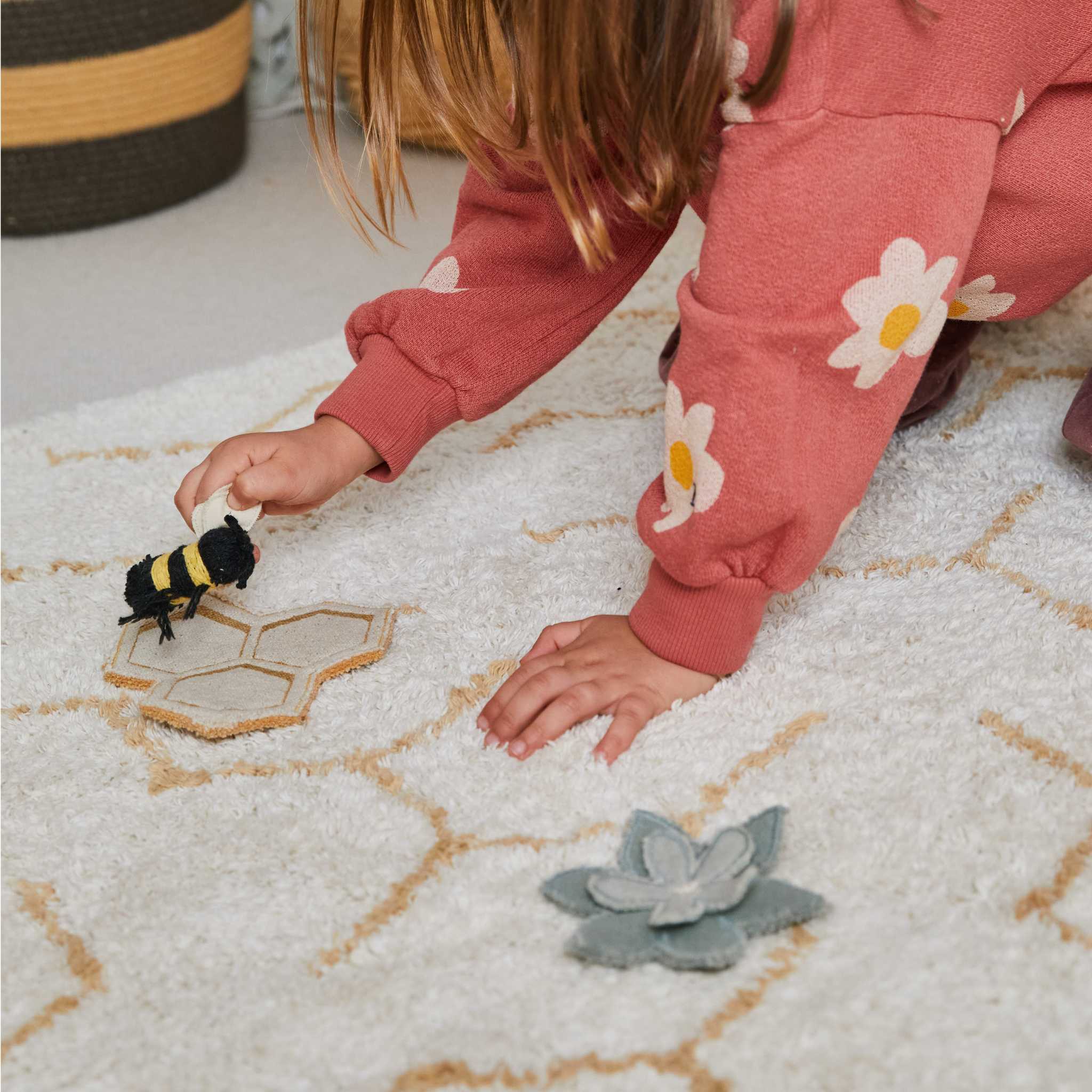 Child Playing With Lorena Canals Washable Rug Pollination