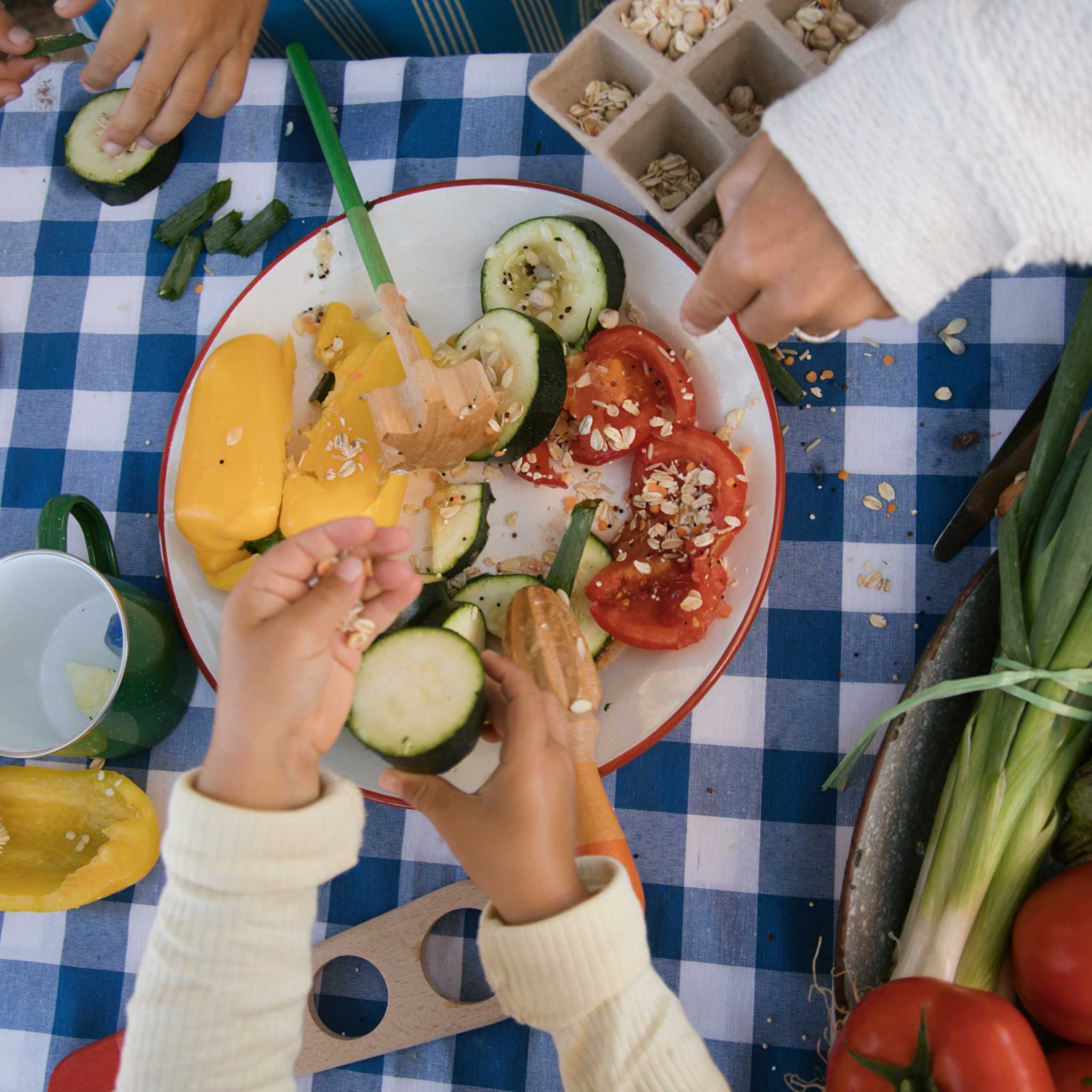 Food and Hands With Grapat Tools