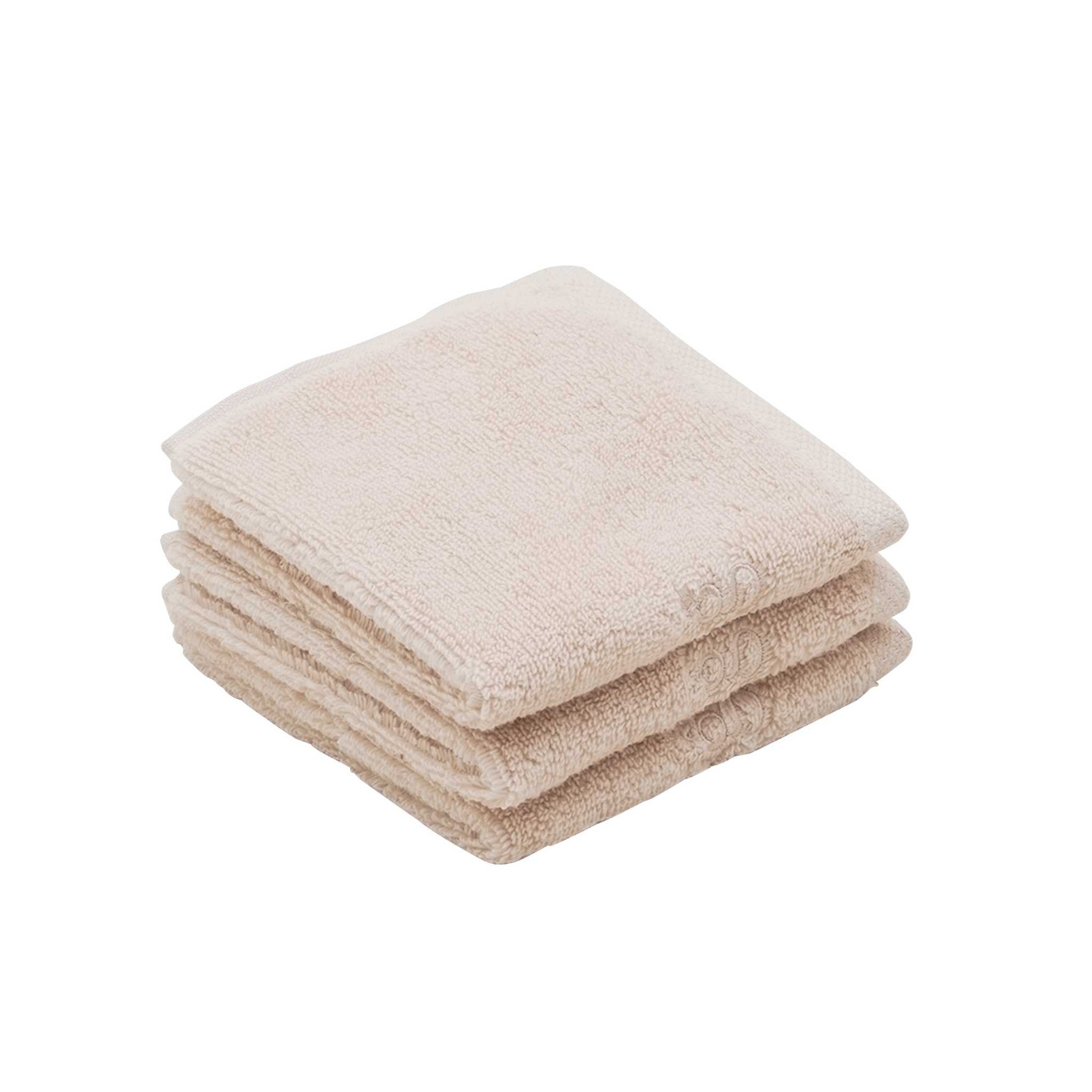 Garbo & Friends Terry Washcloths (3 pack) Sand - Stacked with Bluebell Washcloths - Front On
