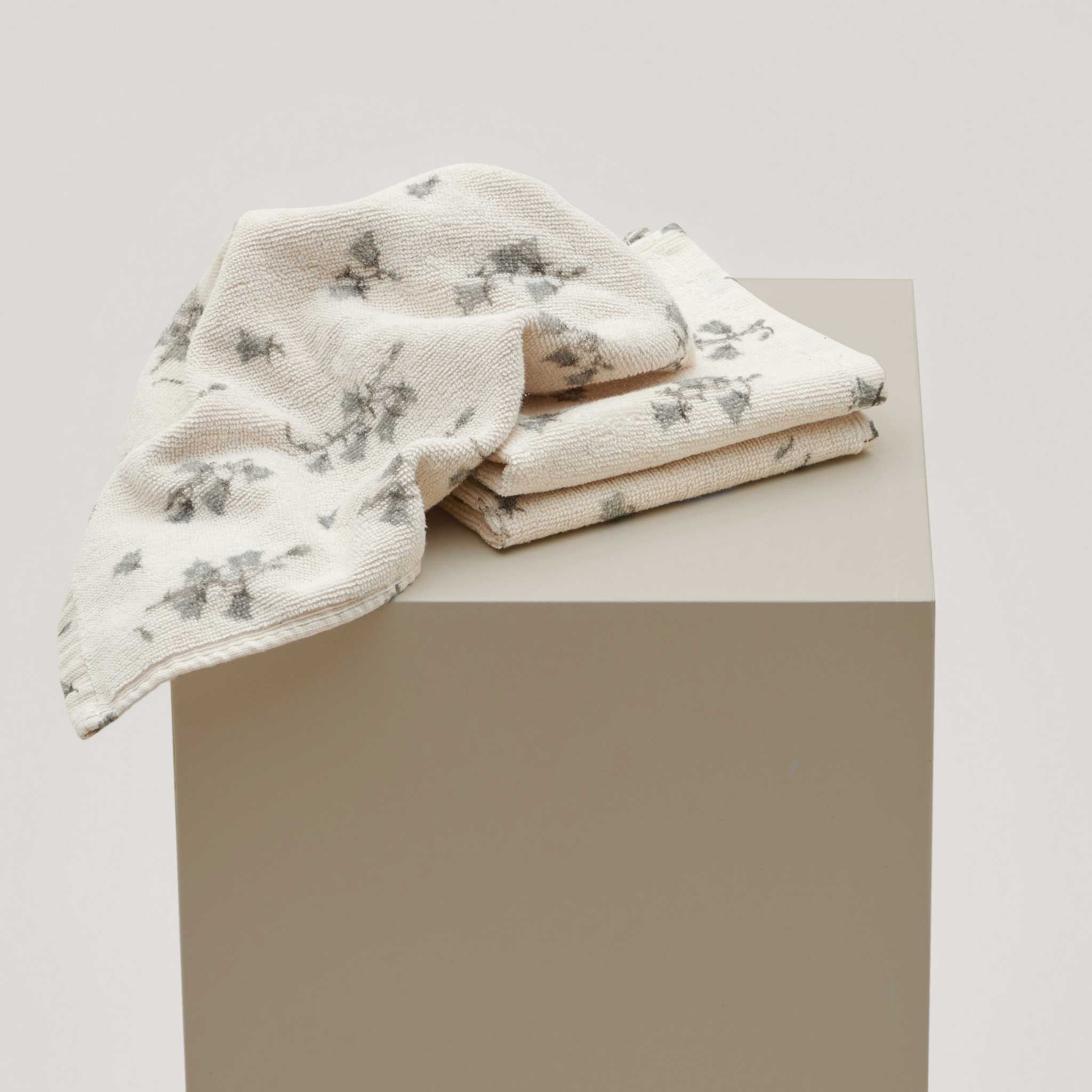 Garbo & Friends Terry Washcloths - Bluebell- Showing Detail on Grey Background