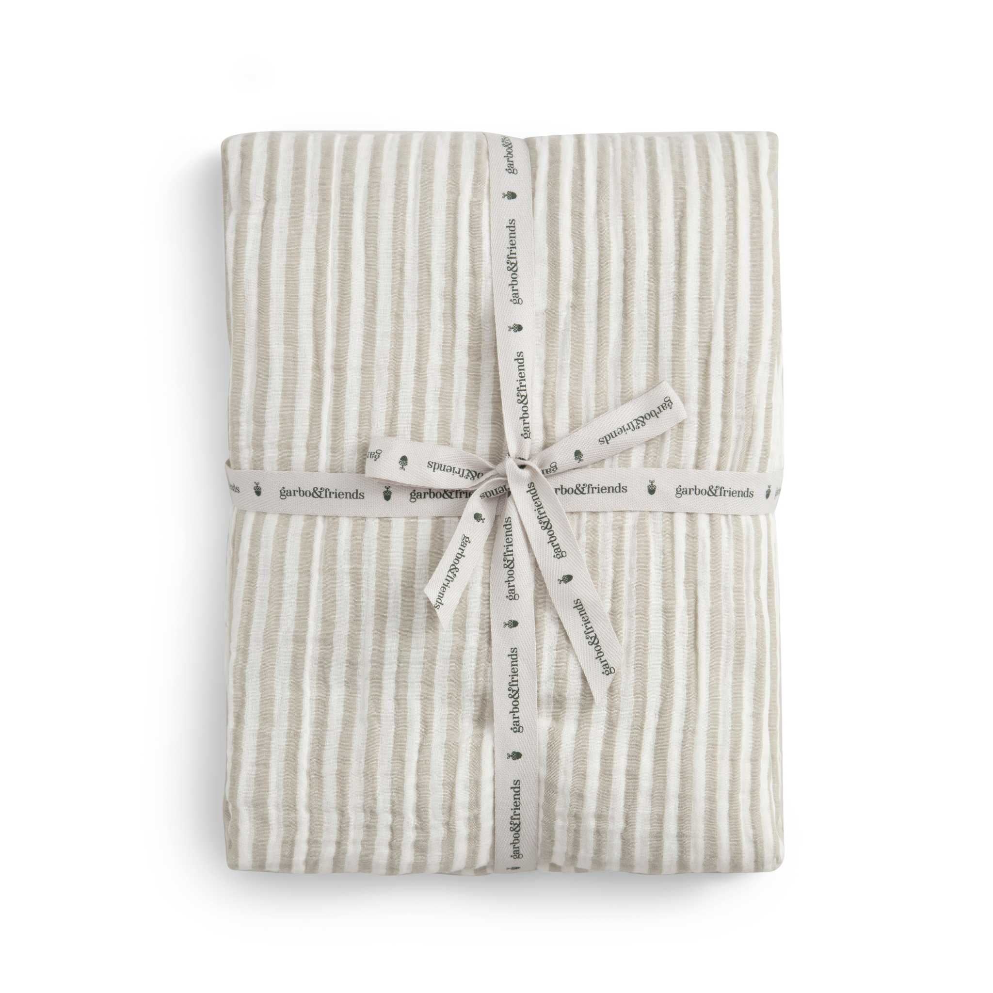 Garbo and Friends Stripe Anjou Muslin Cot Sheet - Main Image
