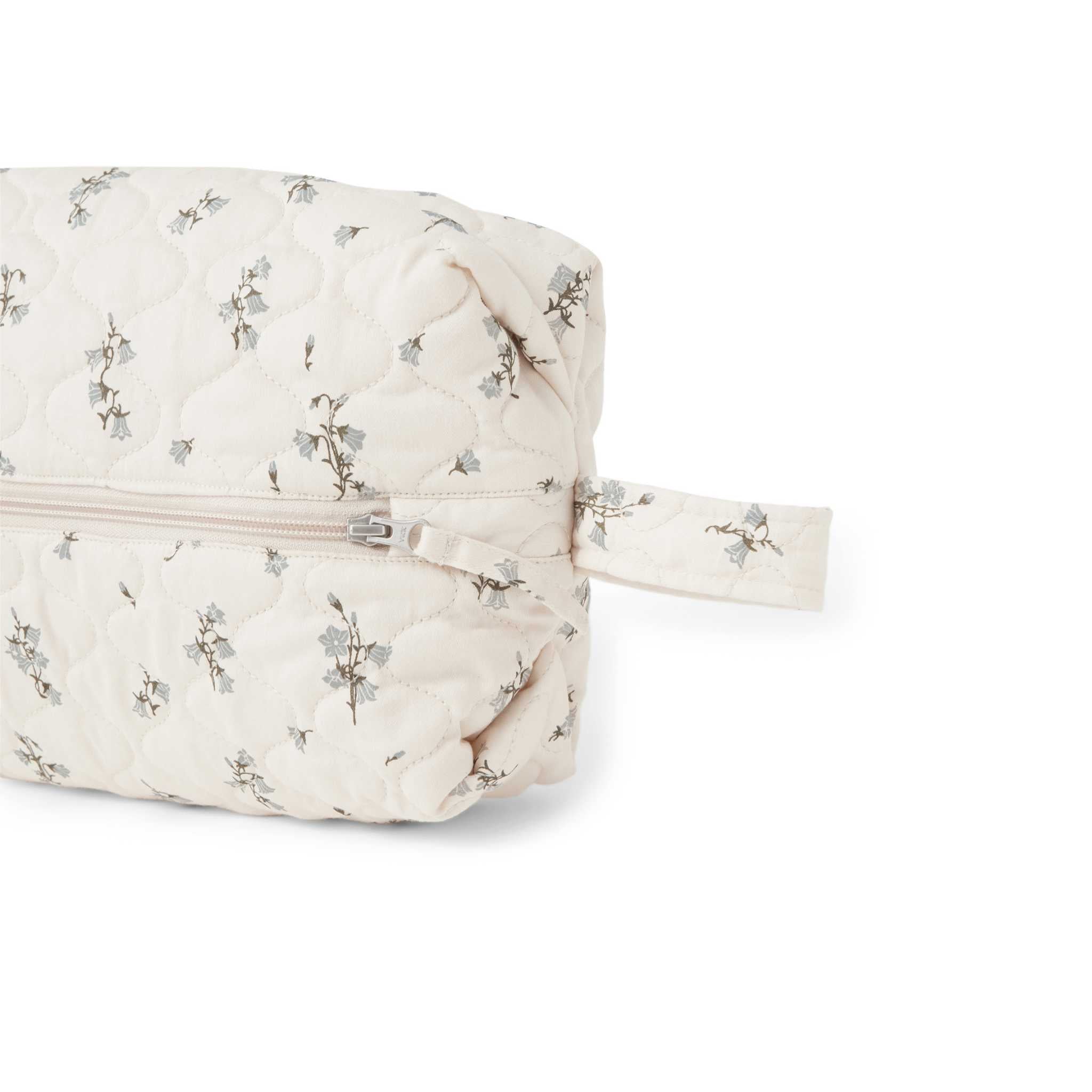Garbo & Friends Satin Quilted Toiletry Bag - Bluebell - Close Up