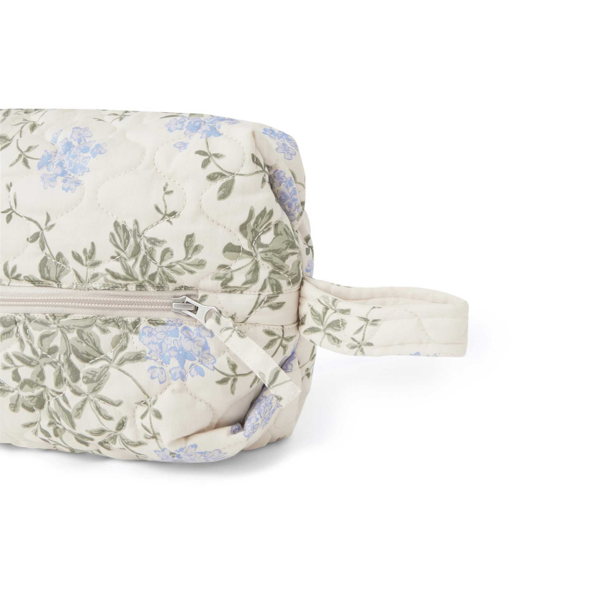 Garbo & Friends Satin Quilted Toiletry Bag - Plumbago - Up Close