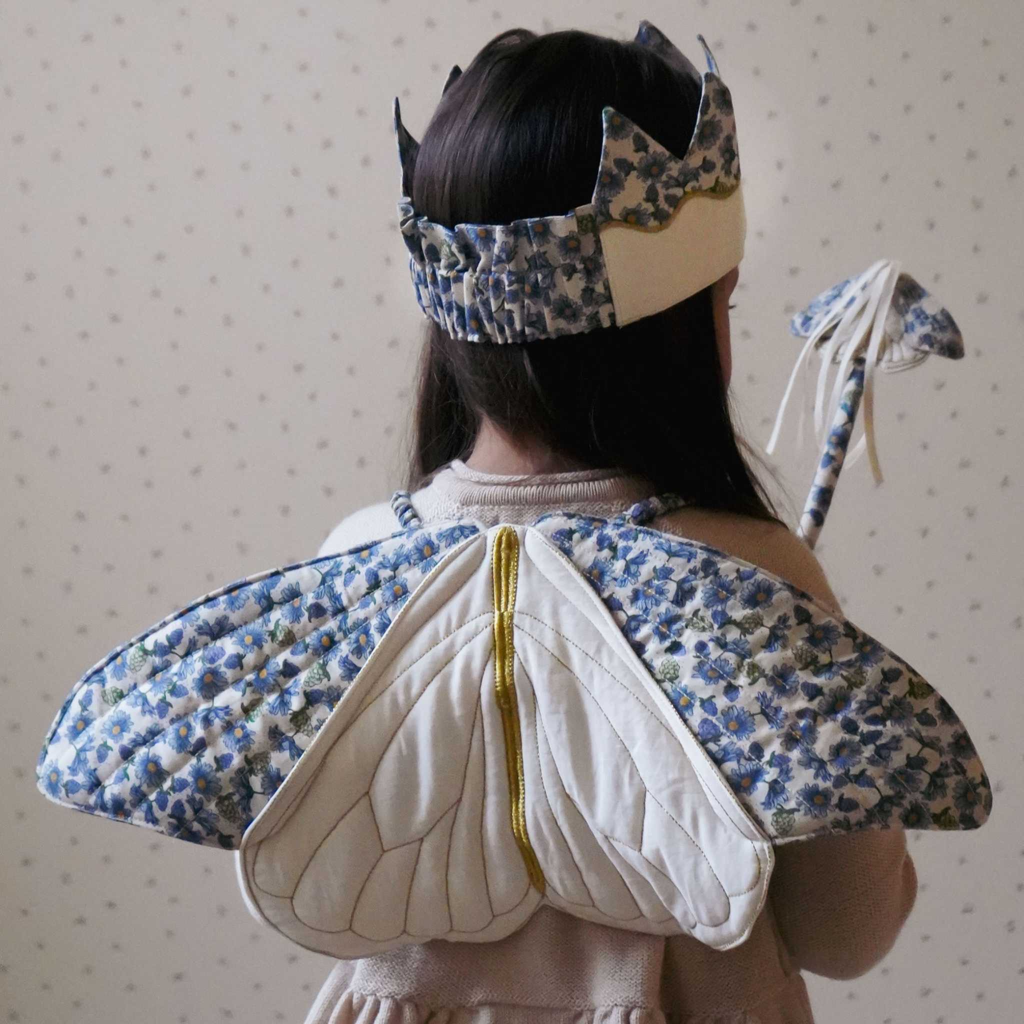 Girl Wearing Konges Slojd Butterfly Costume Set Showing Back