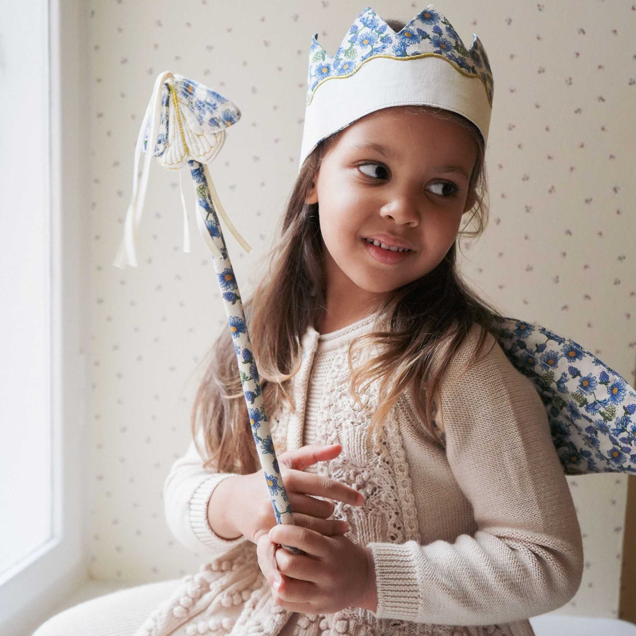 Girl Wearing Konges Slojd Butterfly Costume Dress Up Set Showing Front