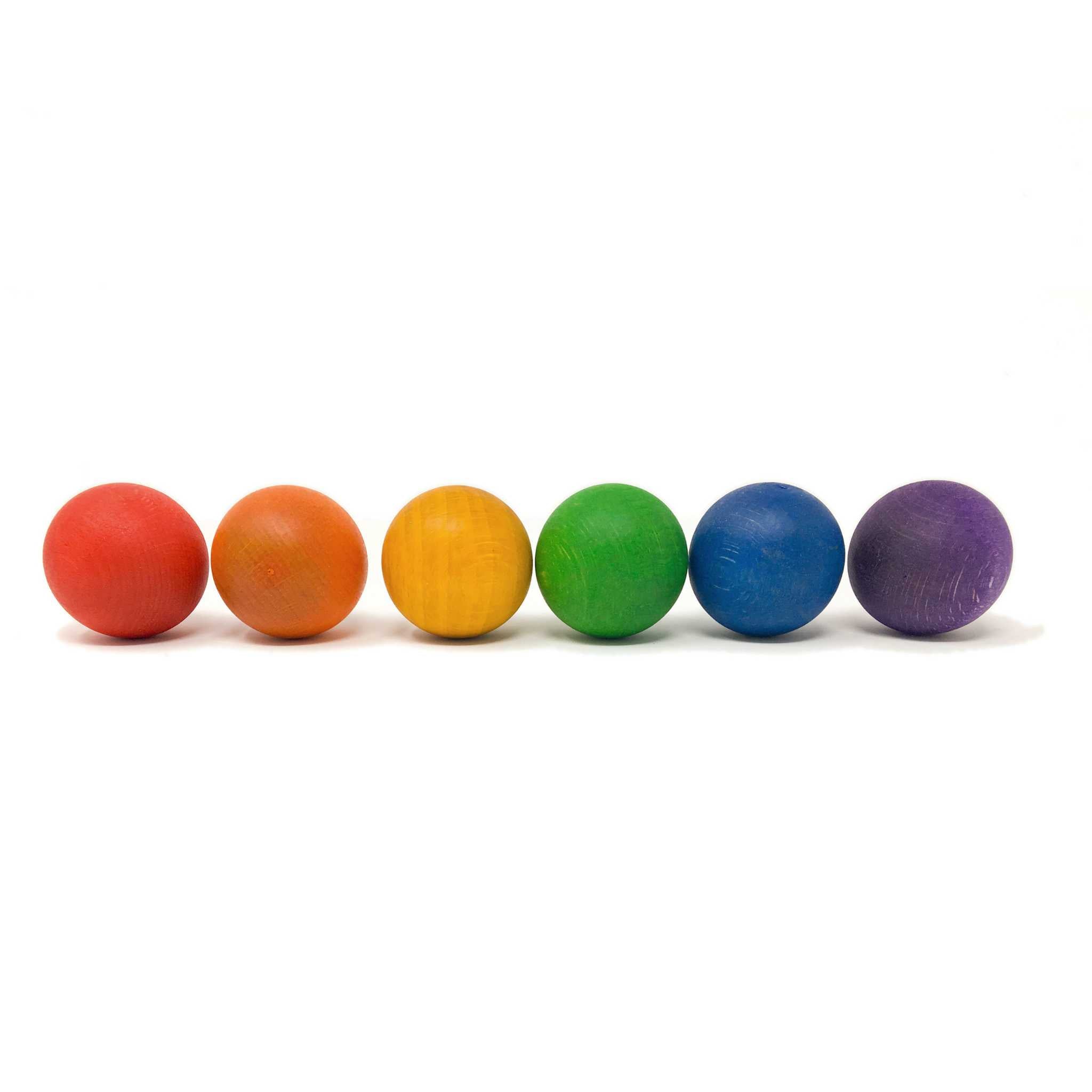 Grapat Six Wooden Balls Rainbow Colours In a Line