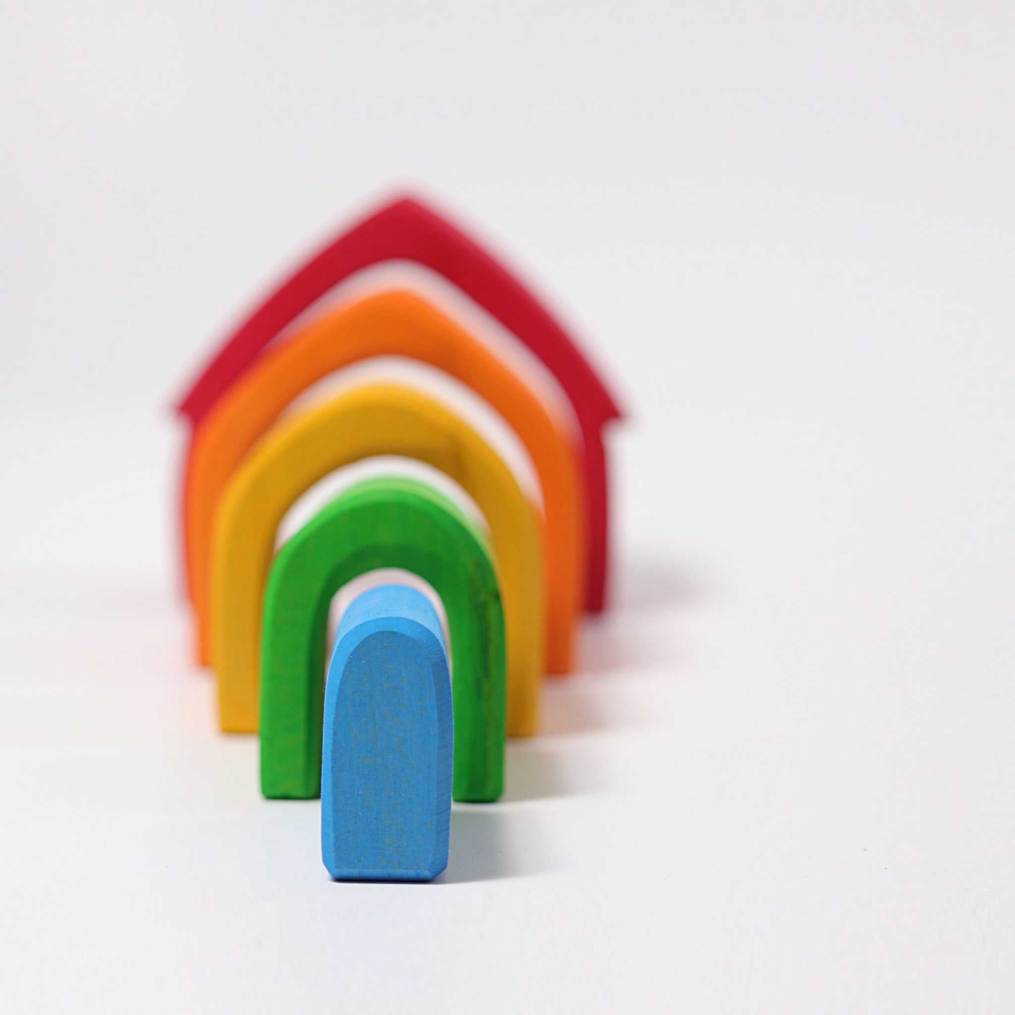 Grimm's Colourful Stacking House Pieces Out