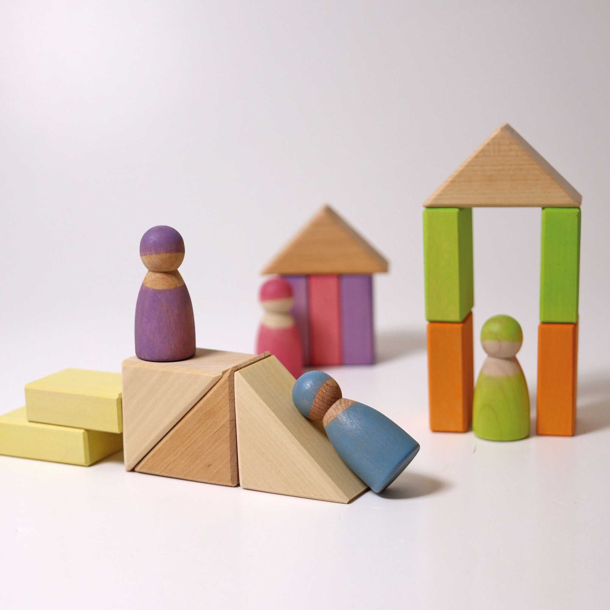  Grimm's Pastel Duo Building Blocks - People and Houses