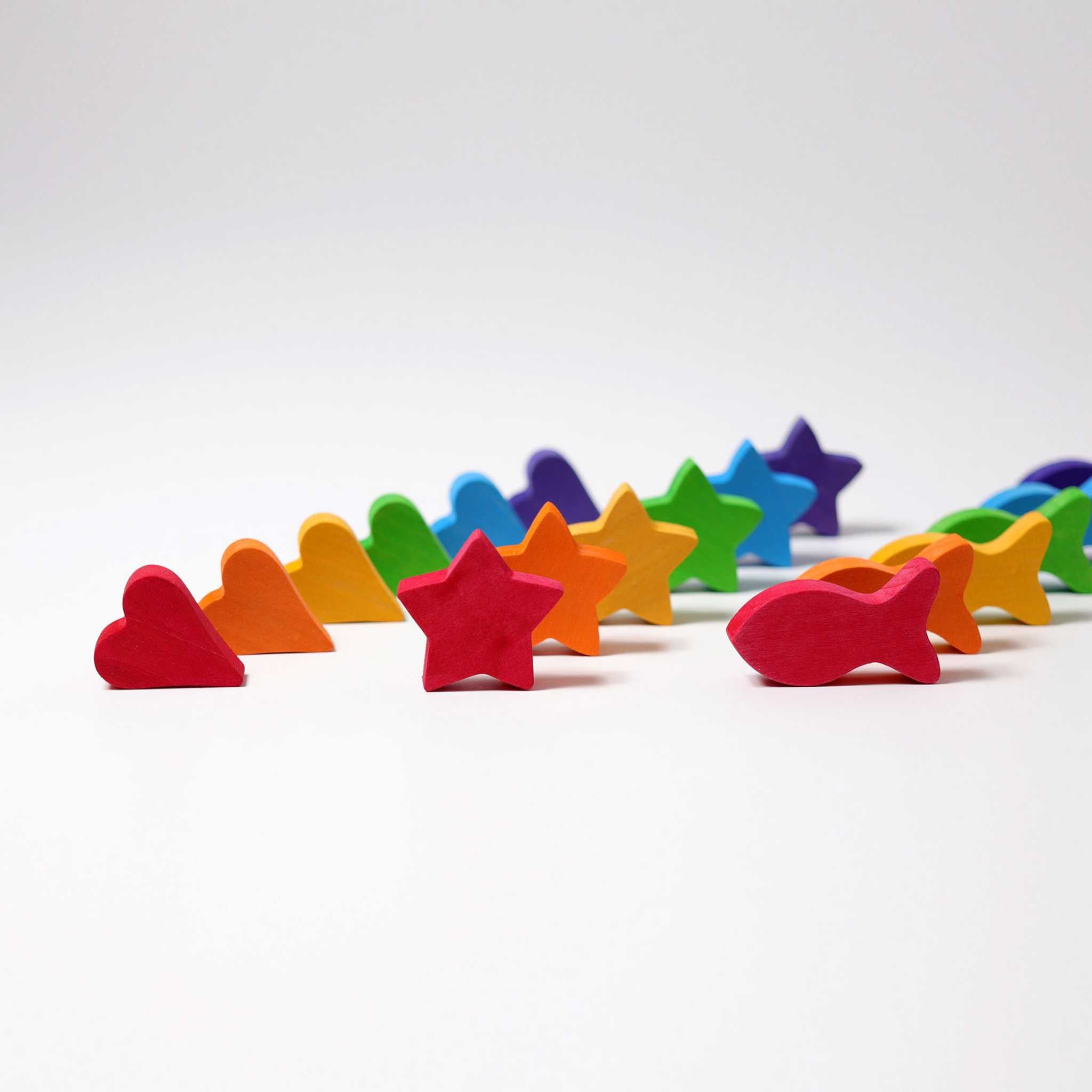 Grimm's Rainbow Bowls Sorting Game Heart Star & Fish Pieces 