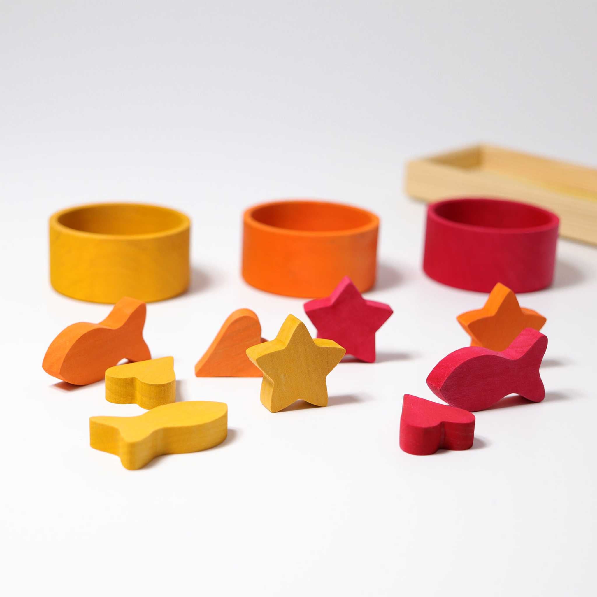 Grimm's Rainbow Bowls Sorting Game Yellow, Orange & Red Pieces