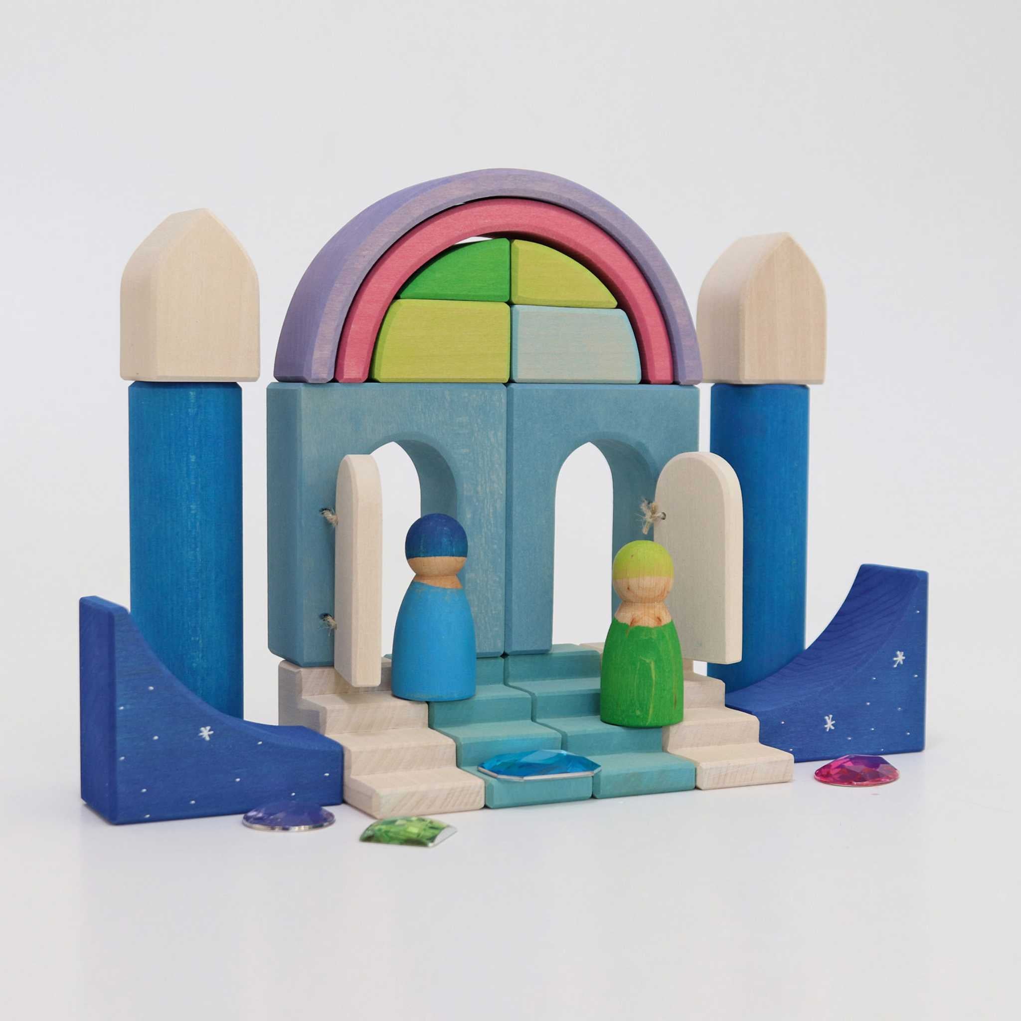 Grimm's Polar Light Play Building World Set - People On Stairs Of Building