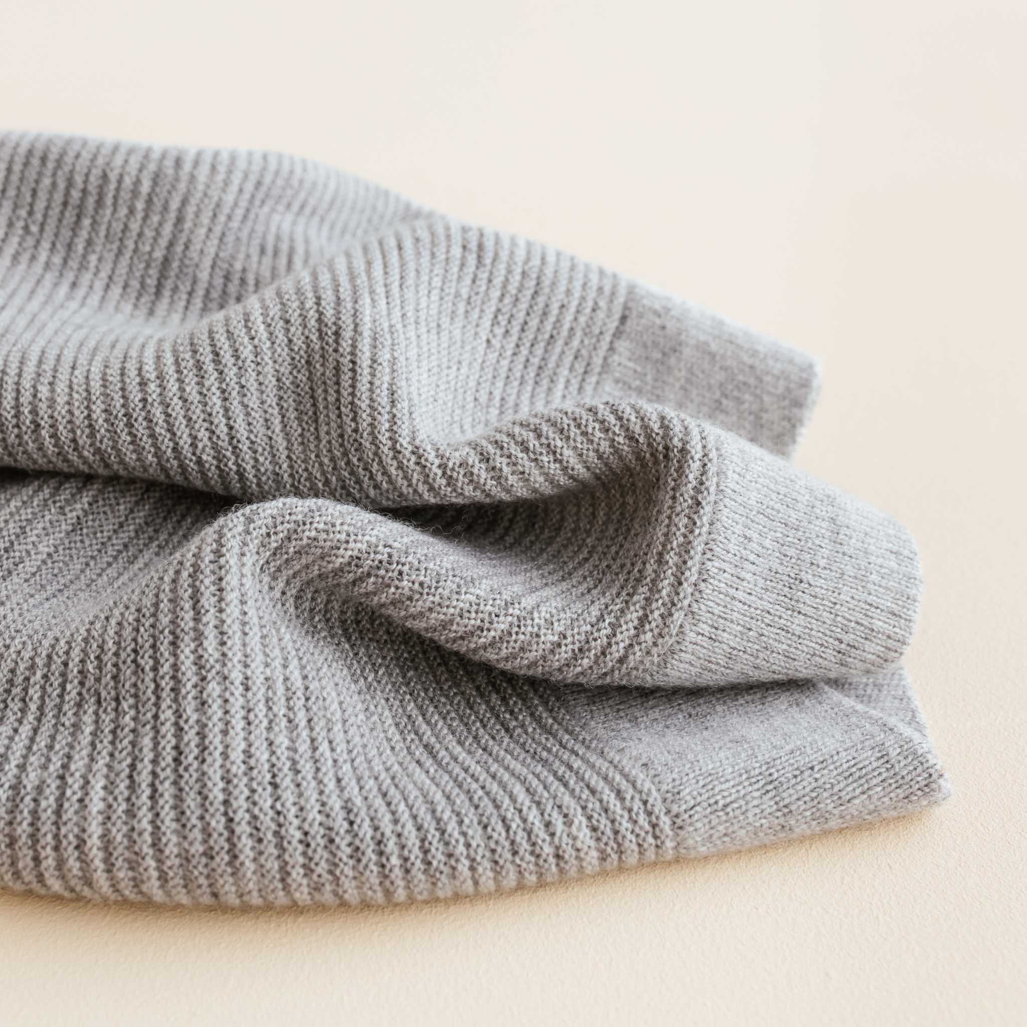 Hvid Gust Merino Wool Baby Blanket In Grey Softly Folded
