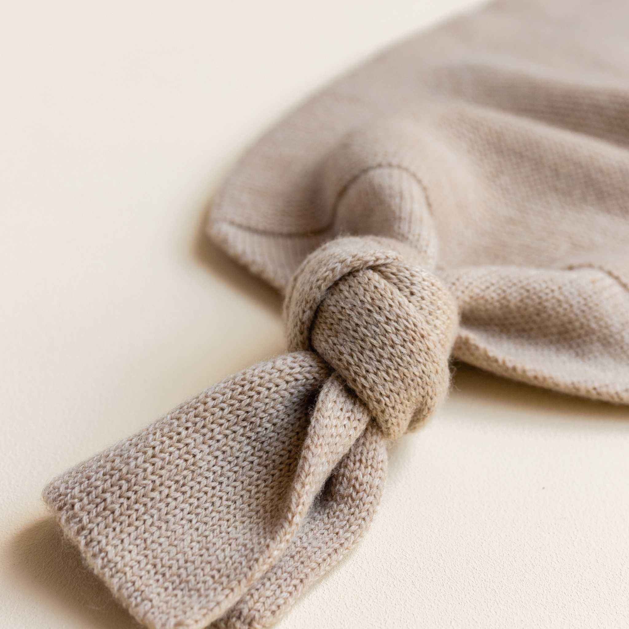 Hvid Merino Wool Cocoon In Sand Knot Detail