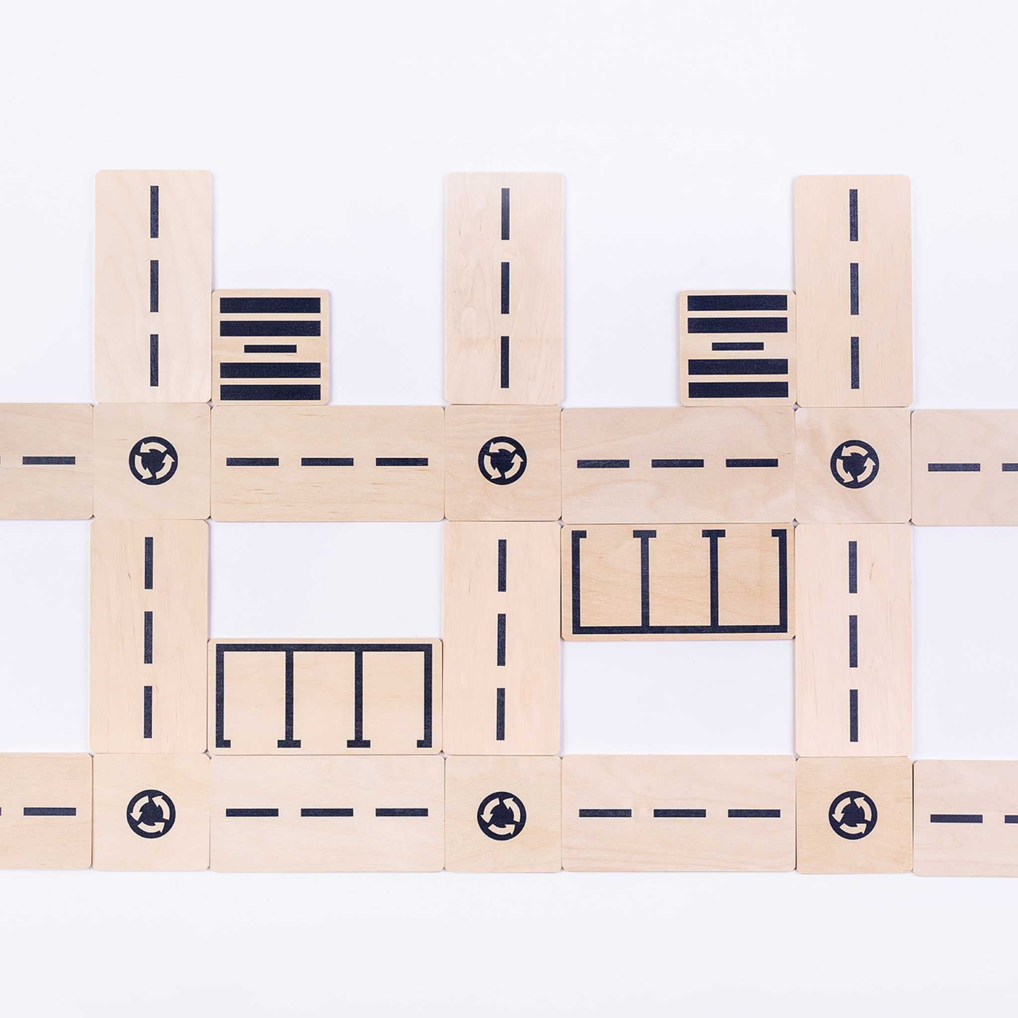 Boys Hands With Just Blocks Just Roads Set Birds Eye View
