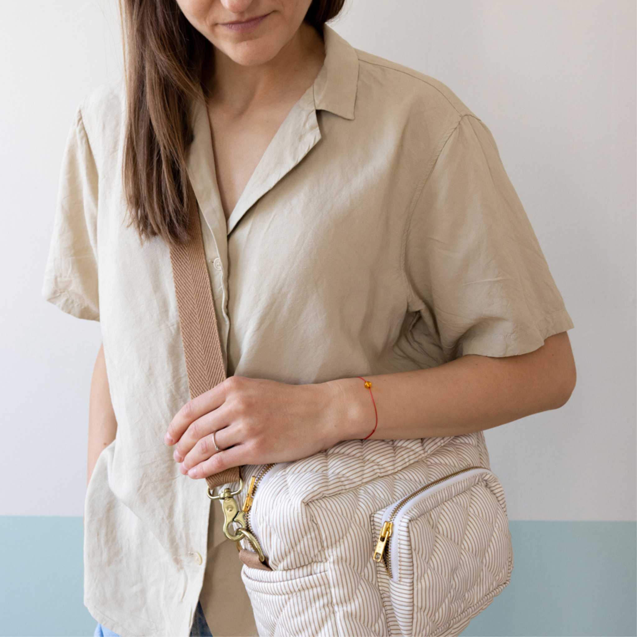 Lady With Cam Cam Small Changing Bag - Camel Stripes