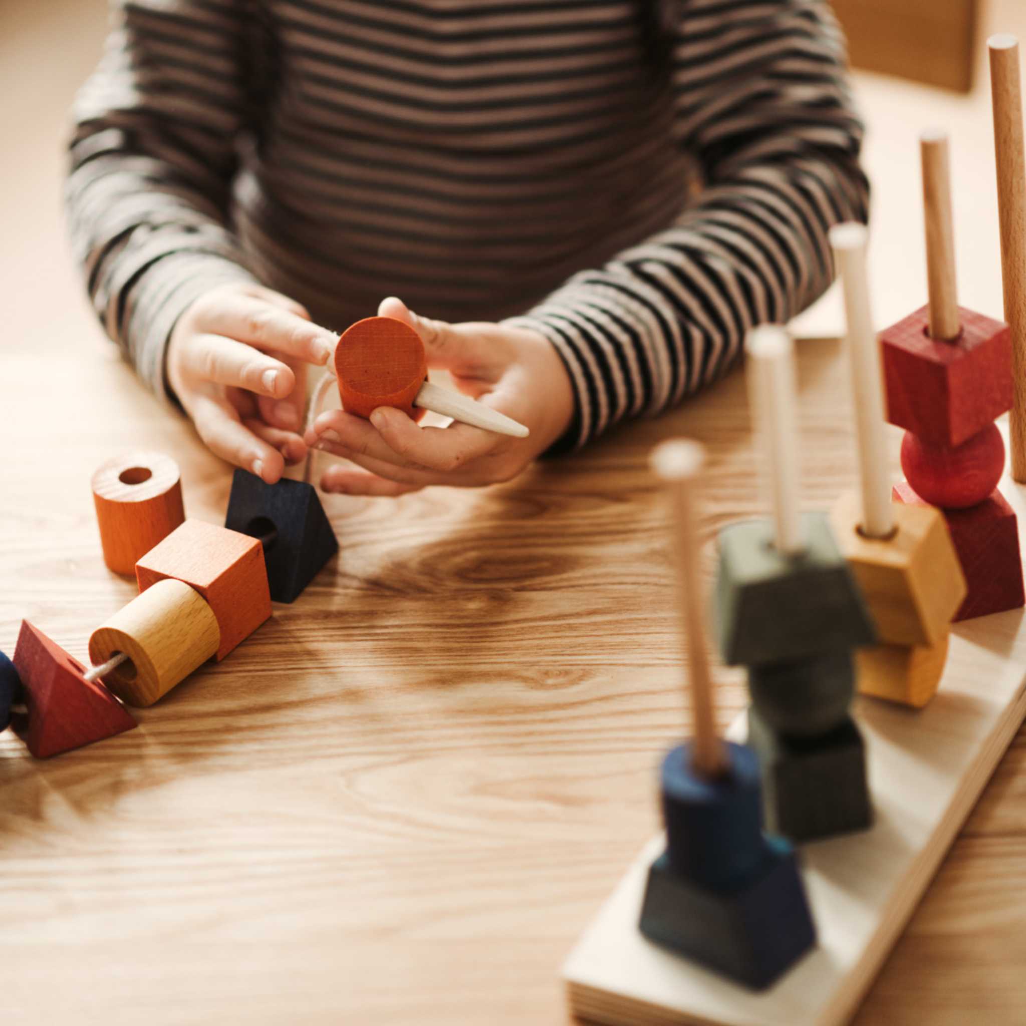 Little Hands Threading Blocks With Wooden Story Wooden Needle