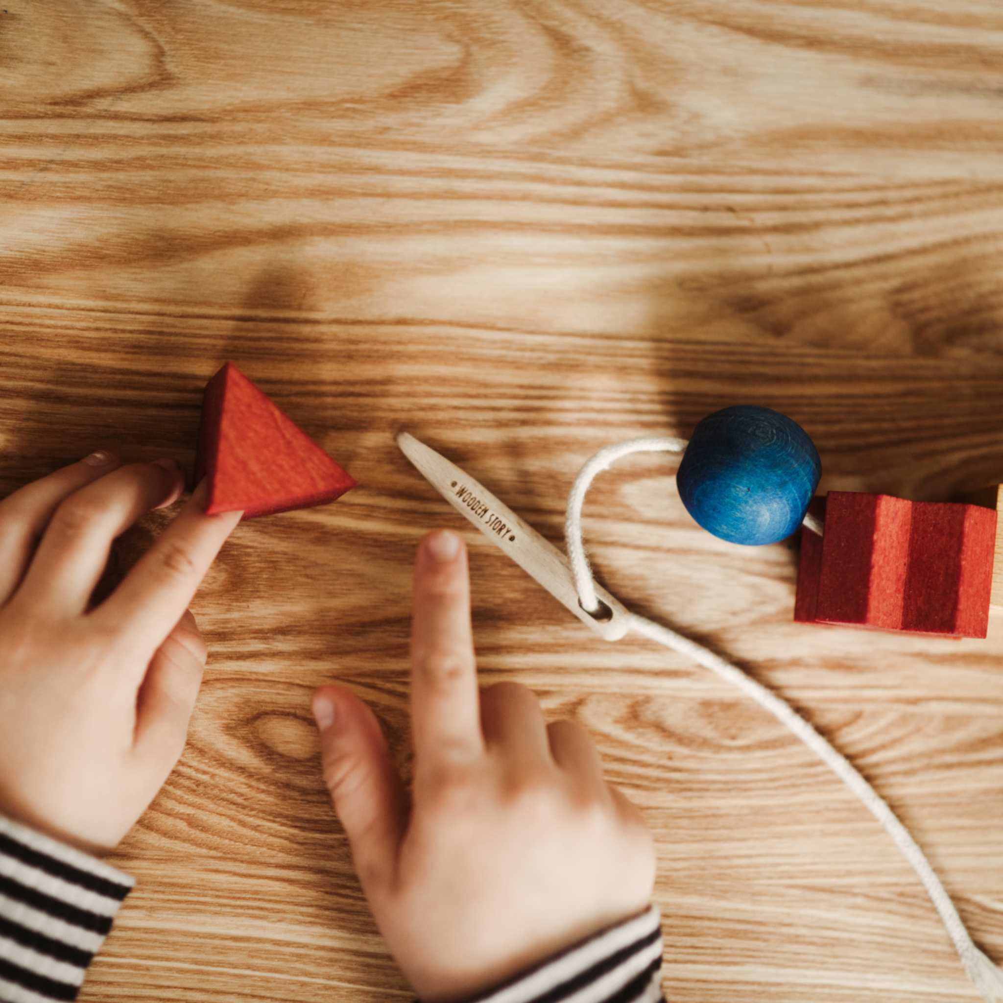 Little Hands Wooden Pieces and Wooden Story Threading Needle