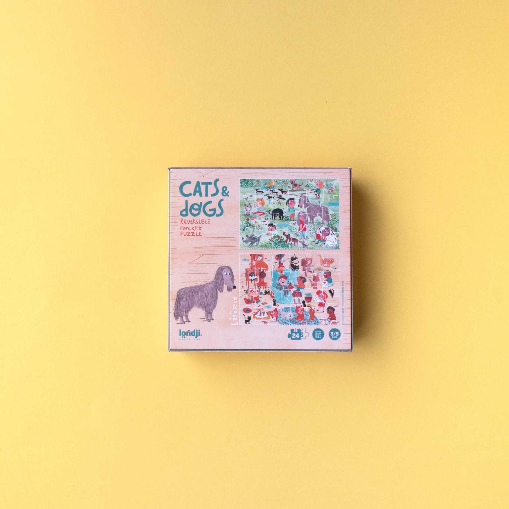 Londji Cats & Dogs Pocket Puzzle Age 3 Plus - Back of Pack