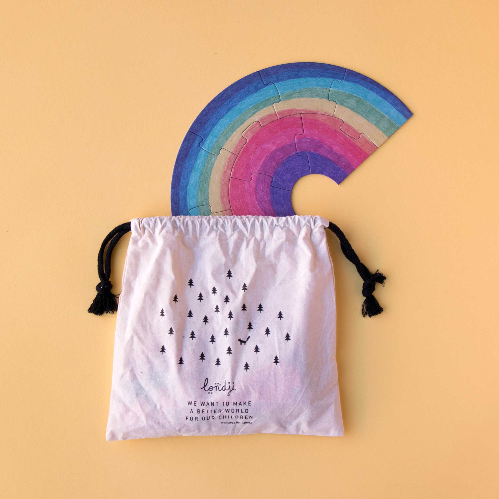 Londji Happy Birthday Unicorn Showing Rainbow Jigsaw & Bag