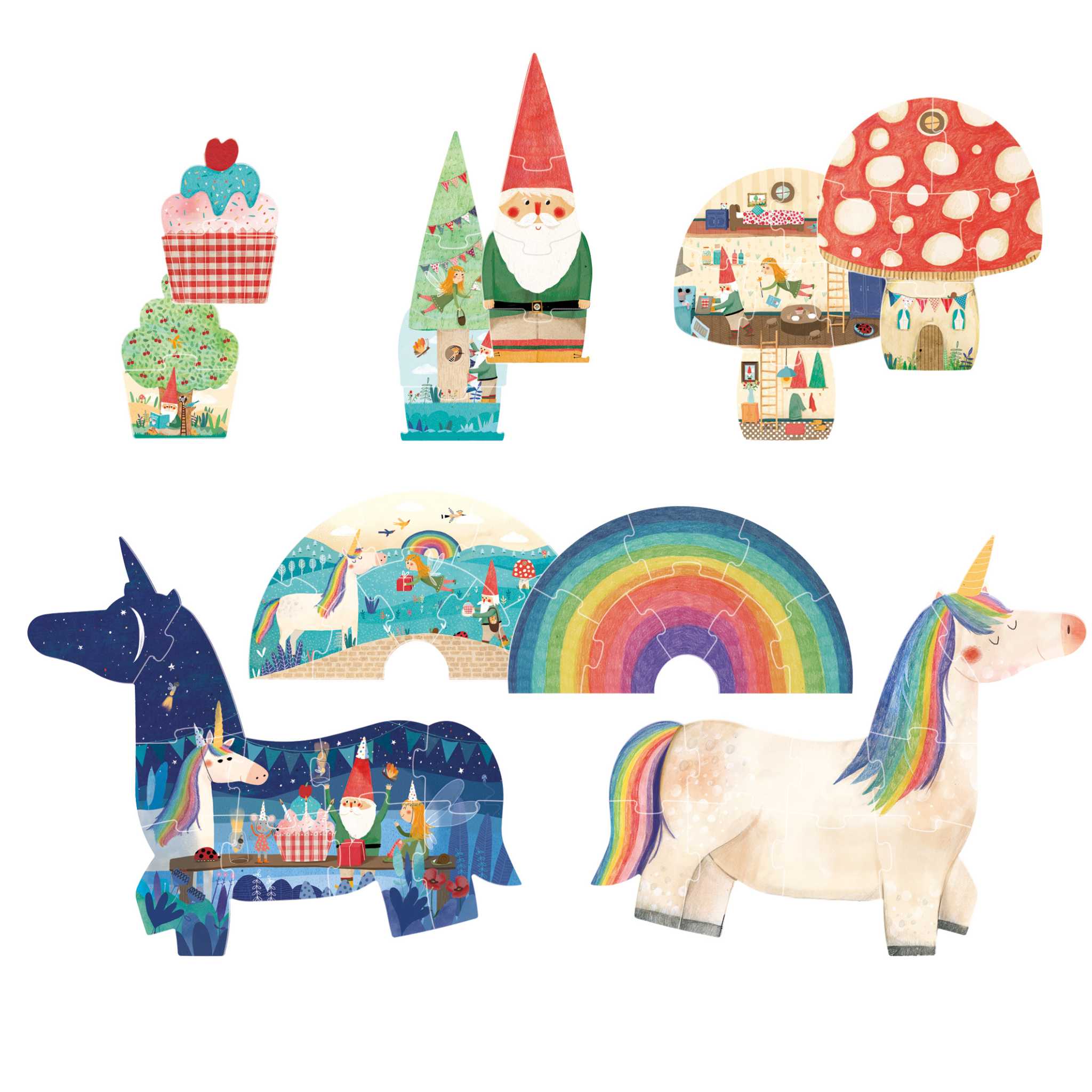 Londji Happy Birthday Unicorn Showing Jigsaw Fronts & Reverses