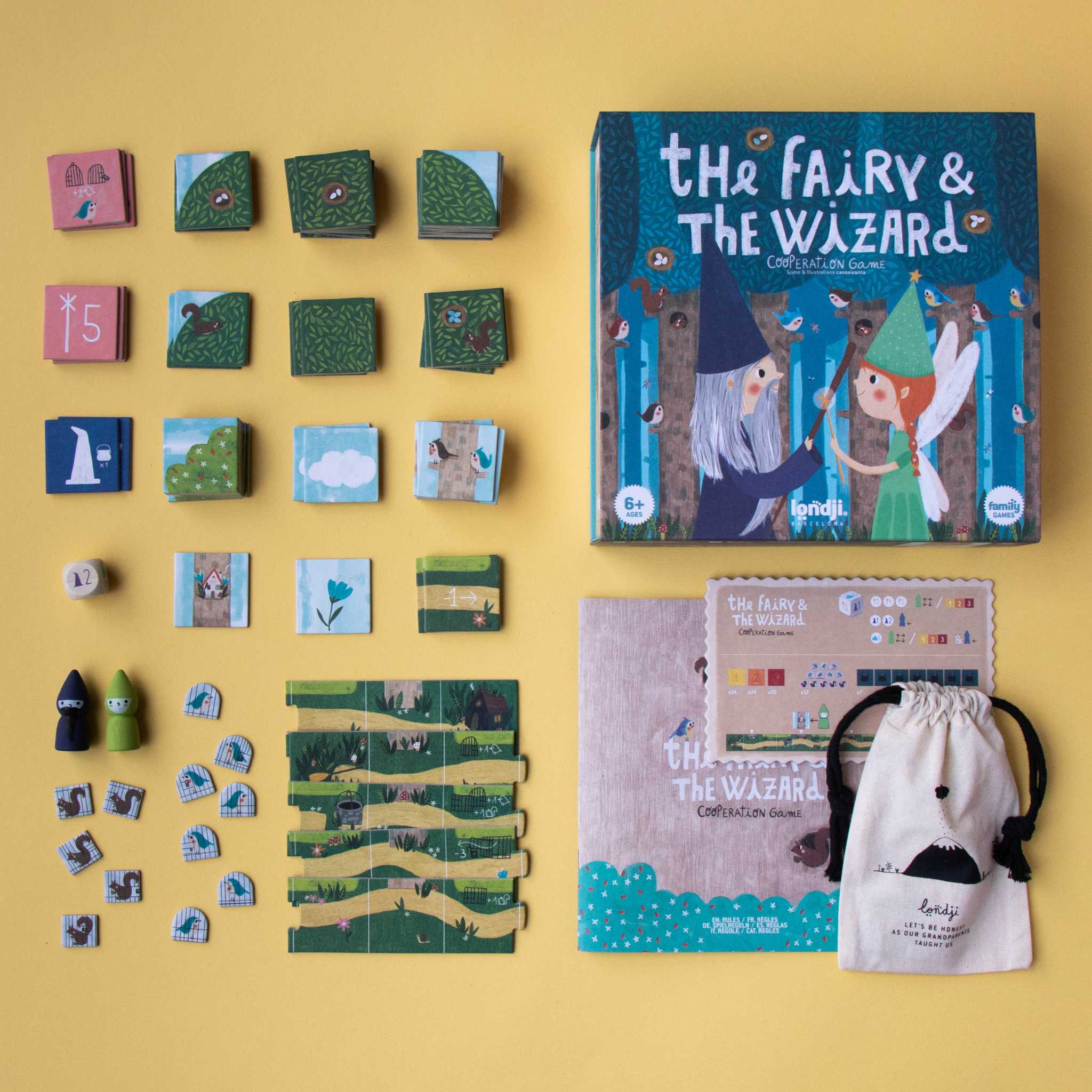 Londji The Fairy And The Wizard Game Box & Elements Laid Out