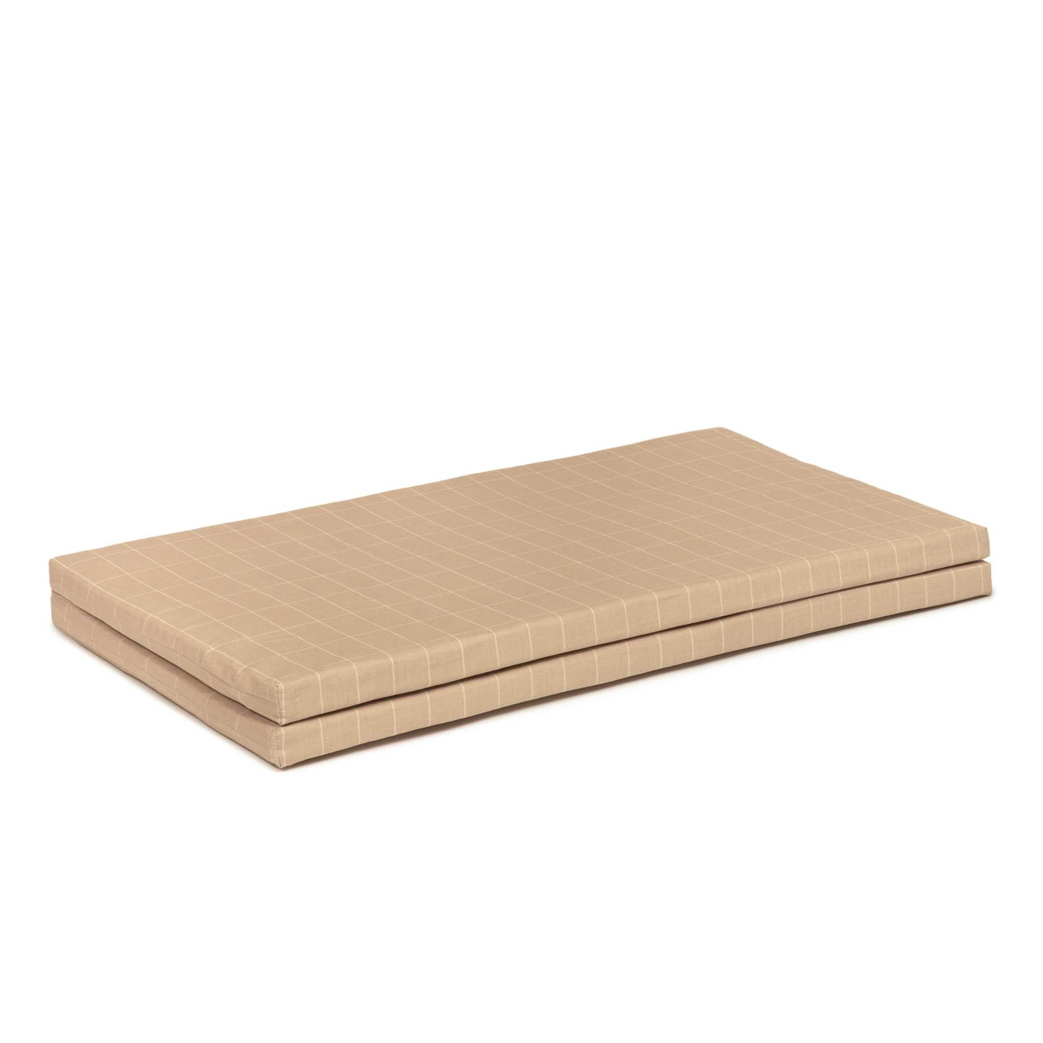 Nobodinoz Foldable Eco Play Mat - Taupe Grid - Folded