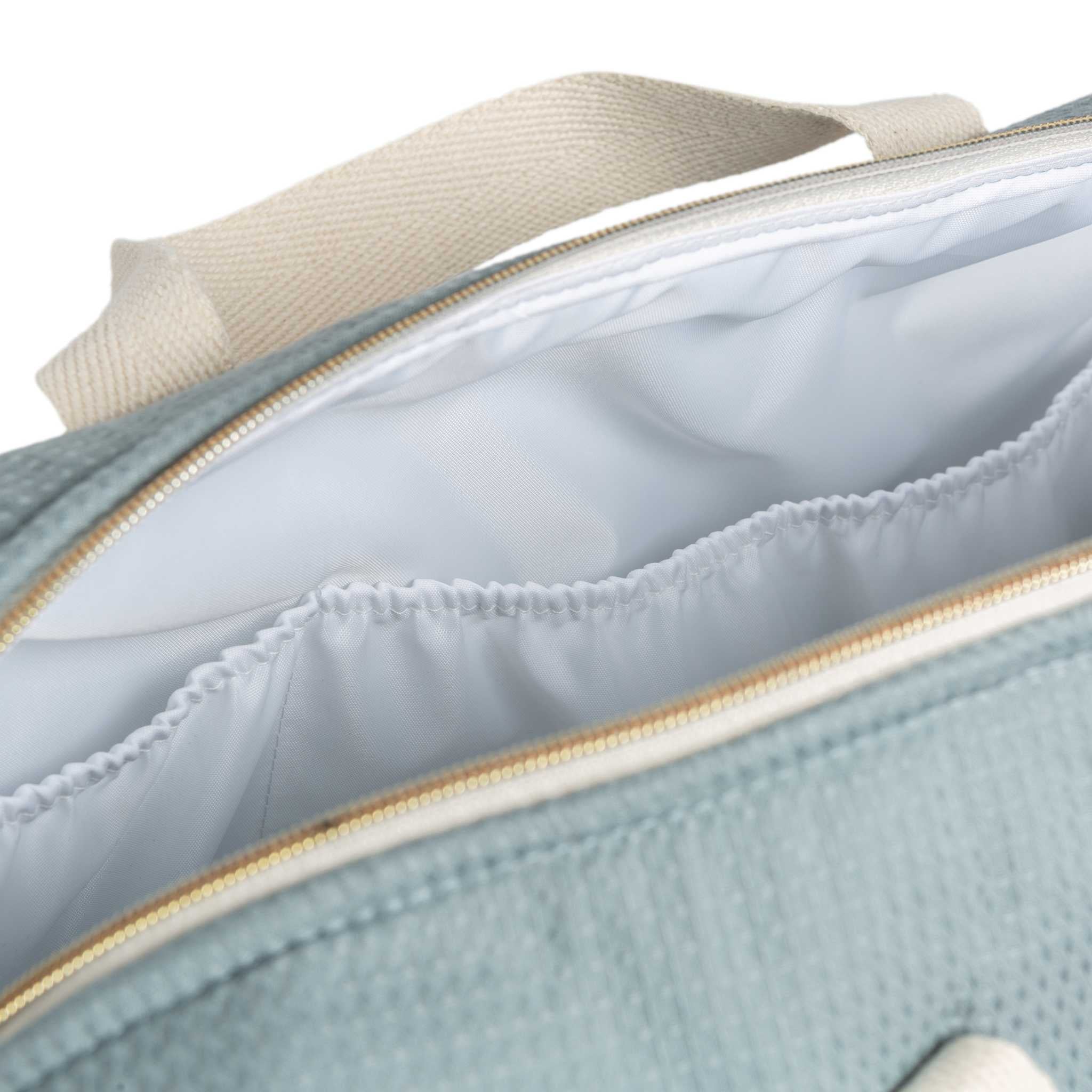 Nobodinoz Gala Changing Bag - Stone Blue - Showing Inside Bag