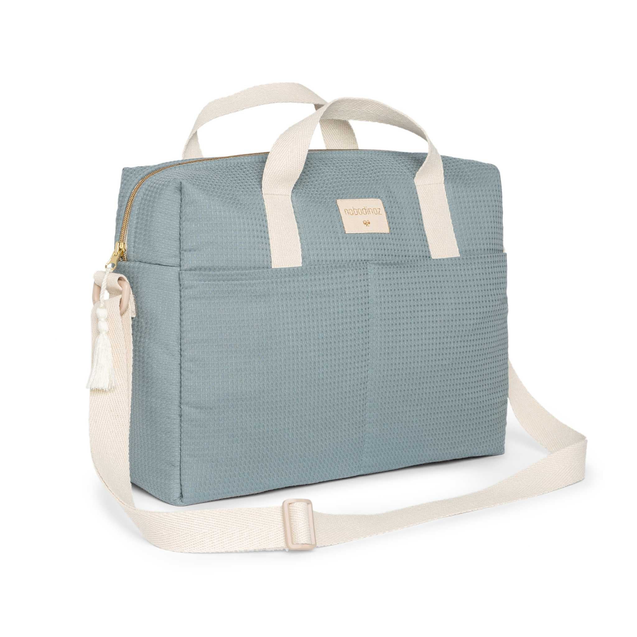 Nobodinoz Gala Changing Bag - Stone Blue - Side On