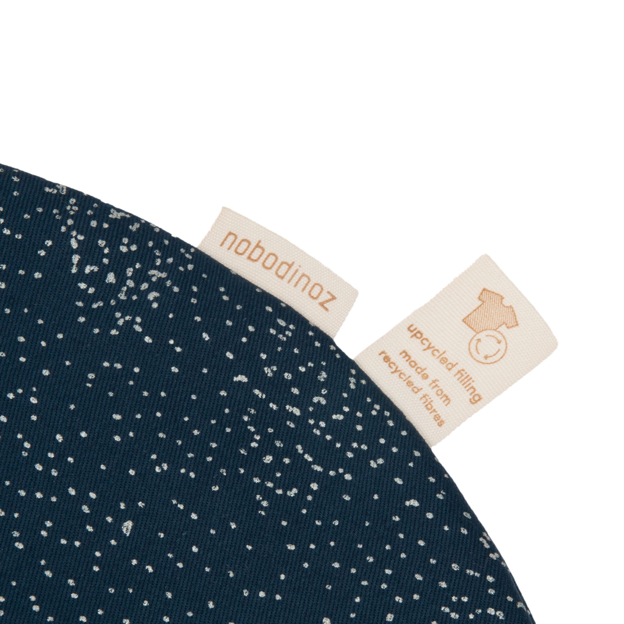 Nobodinoz Cloud Foldable Eco Floor Mat - Gold Bubble/ Night Blue Label Detail