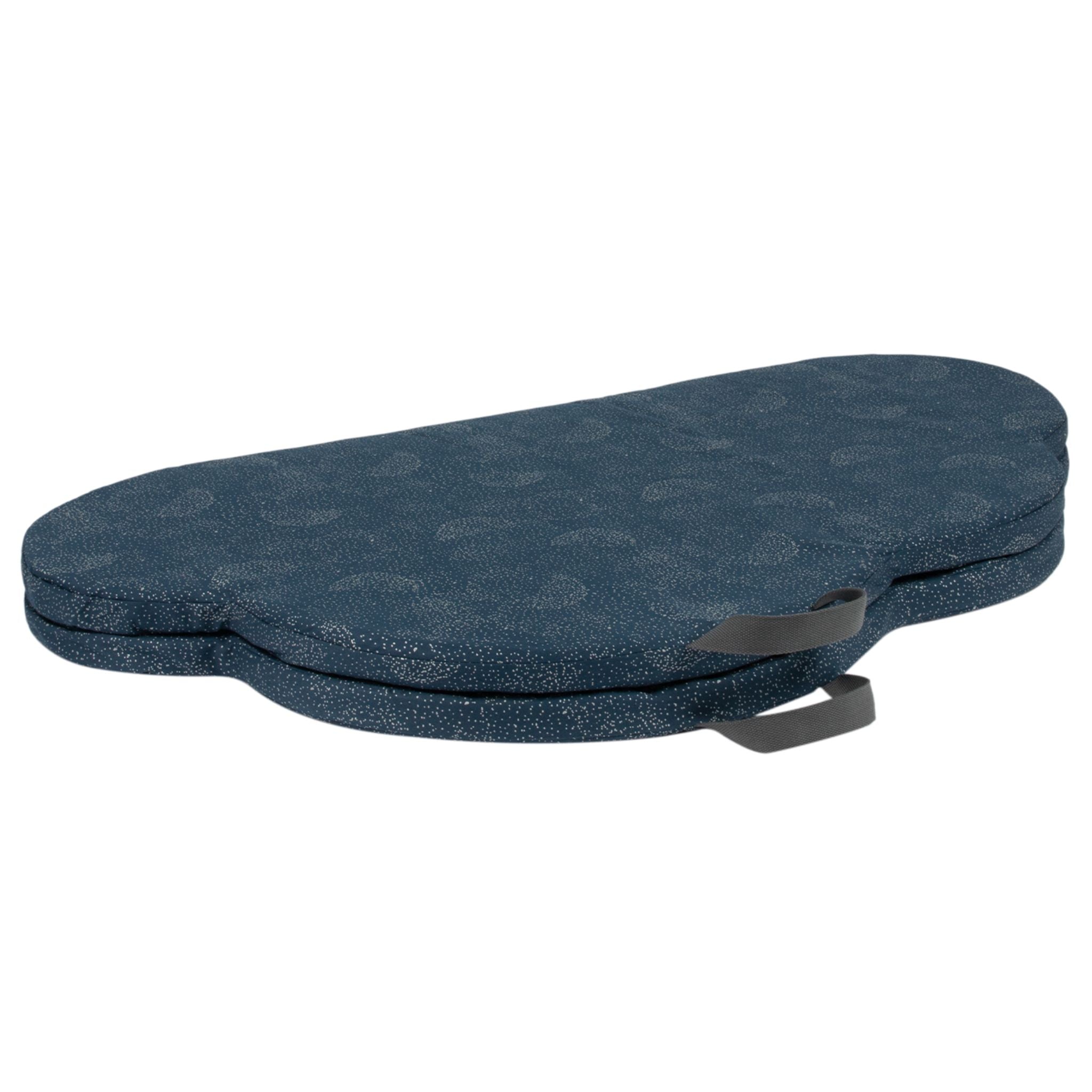 Nobodinoz Cloud Foldable Eco Floor Mat - Gold Bubble/ Night Blue Folded Shut