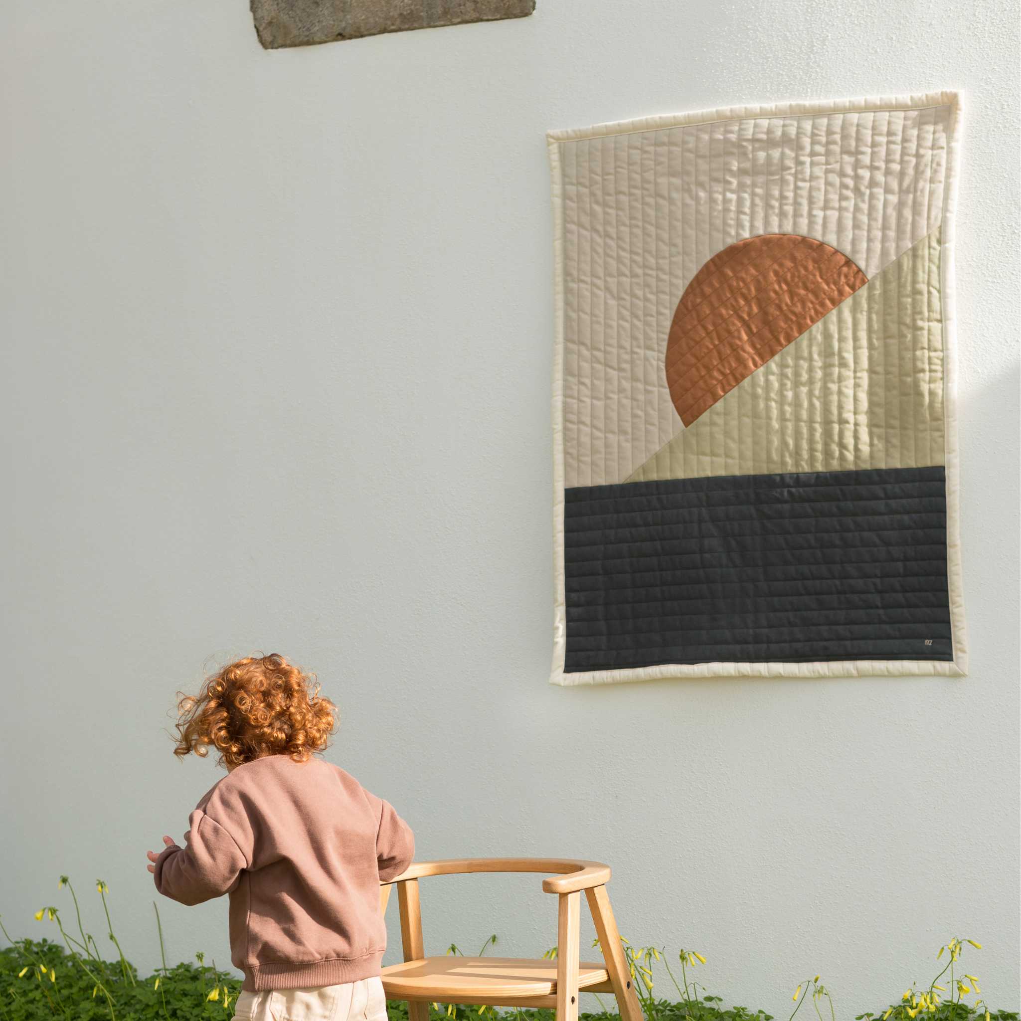 Nododinoz Landscape Quilted Blanket On Wall Outside