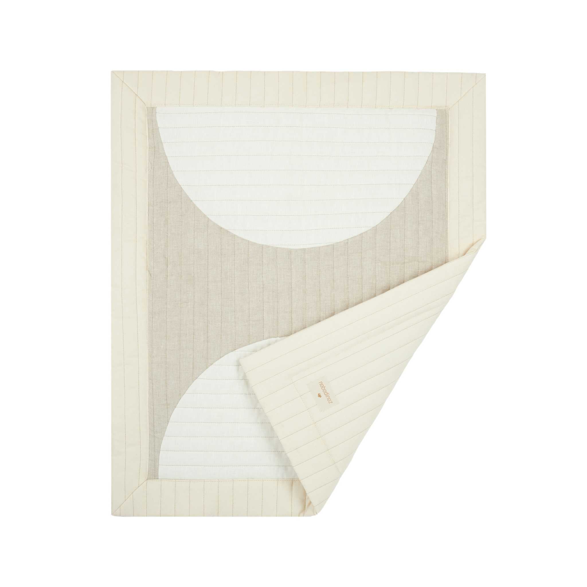 Nododinoz Lin Francais Moon Quilted Blanket Showing Reverse