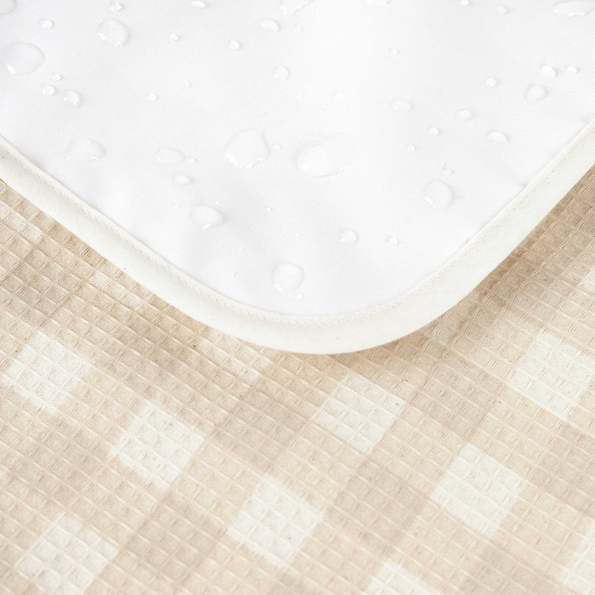 Nobodinoz Mozart Changing Pad - Ivory Checks - Showing Waterproof Back