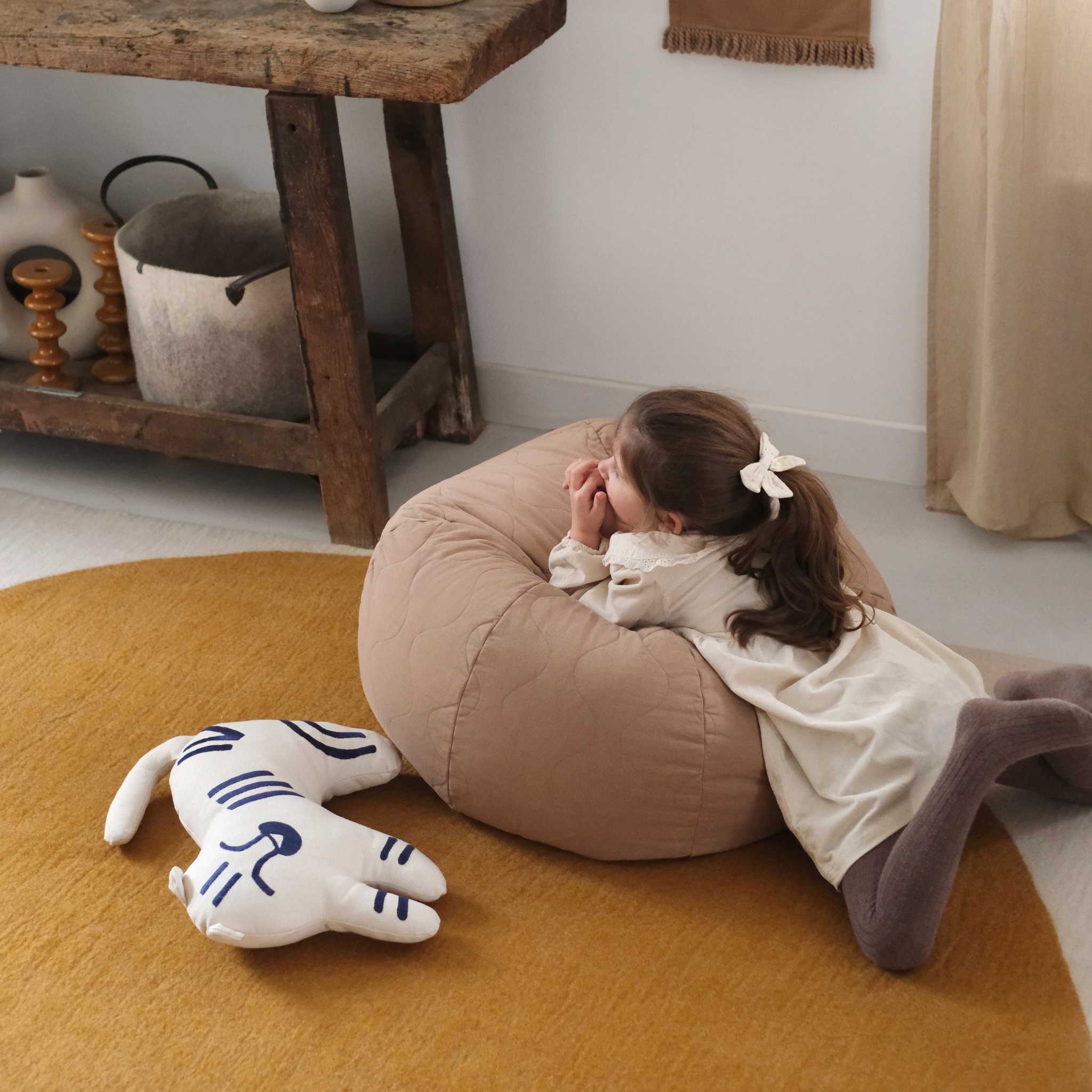 Nobodinoz Tiger Embroidered Cushion - Styled Image