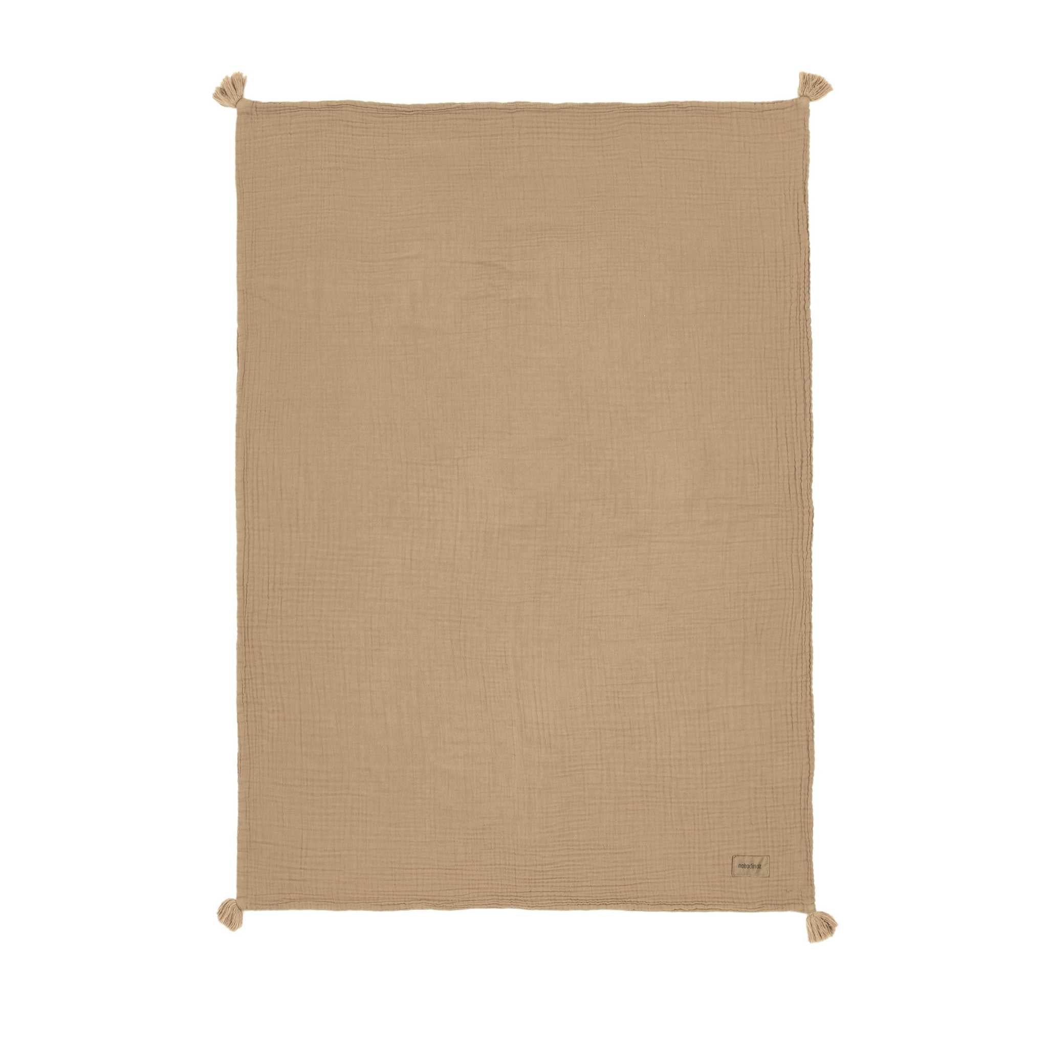 Nobodinoz Wabi Sabi Double Muslin Blanket Sesame - Laid Out Flat