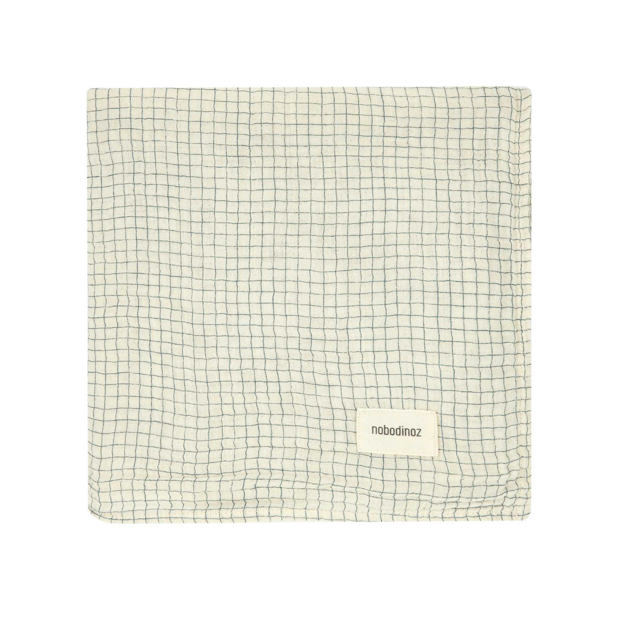 Nobodinoz Wabi Sabi Gift Swaddle Blue Grid - Flat