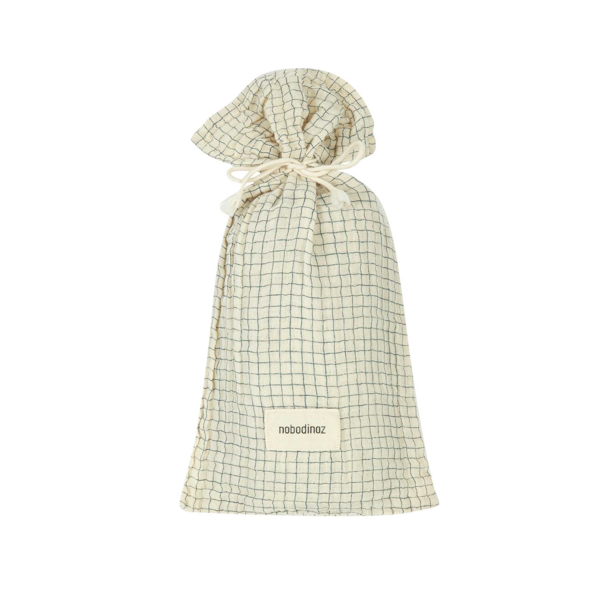 Nobodinoz Wabi Sabi Gift Swaddle Blue Grid - Gift Bag