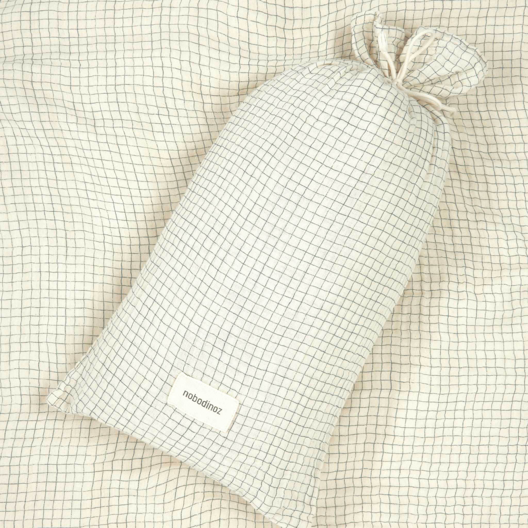 Nobodinoz Wabi Sabi Toddler Bedding Set - Blue Grid - Bag