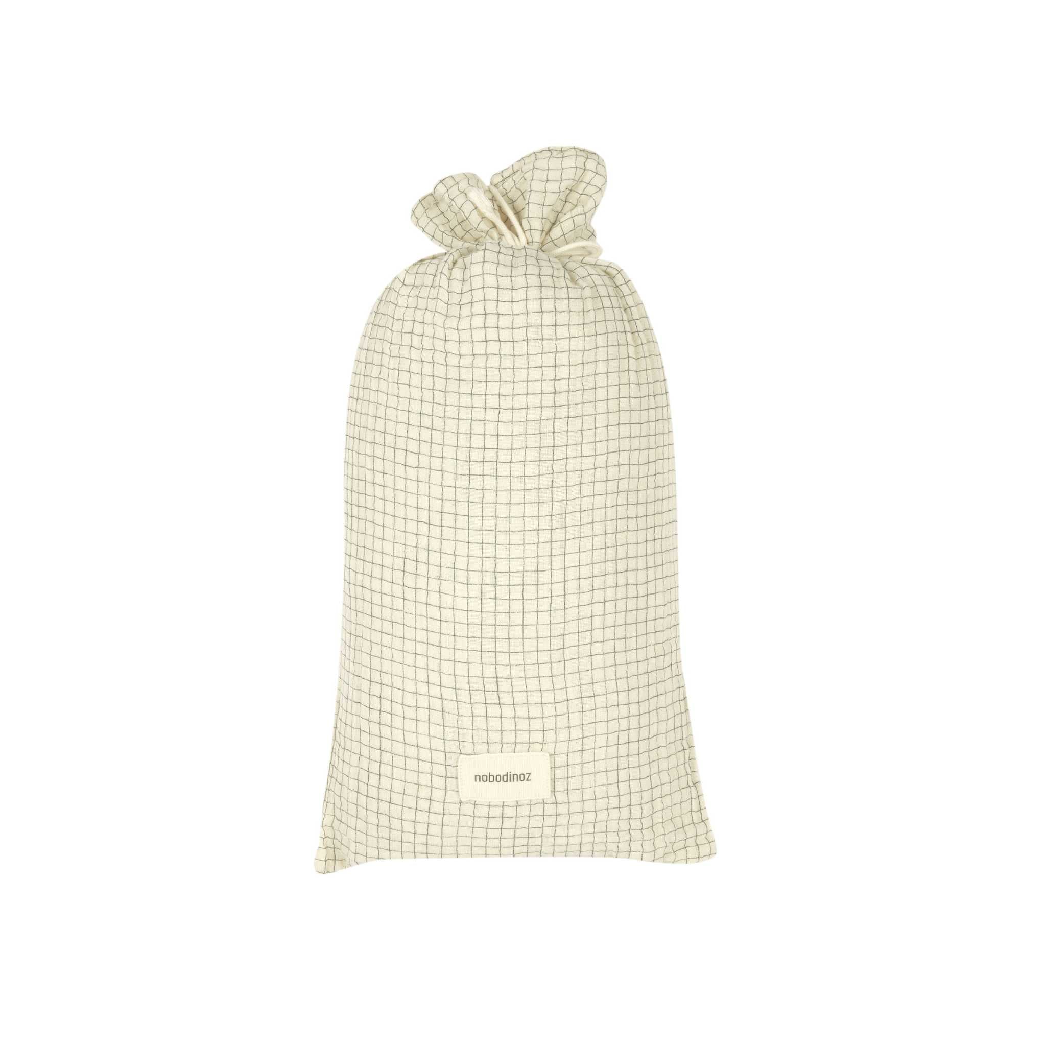 Nobodinoz Wabi Sabi Toddler Bedding Set - Blue Grid - Bag