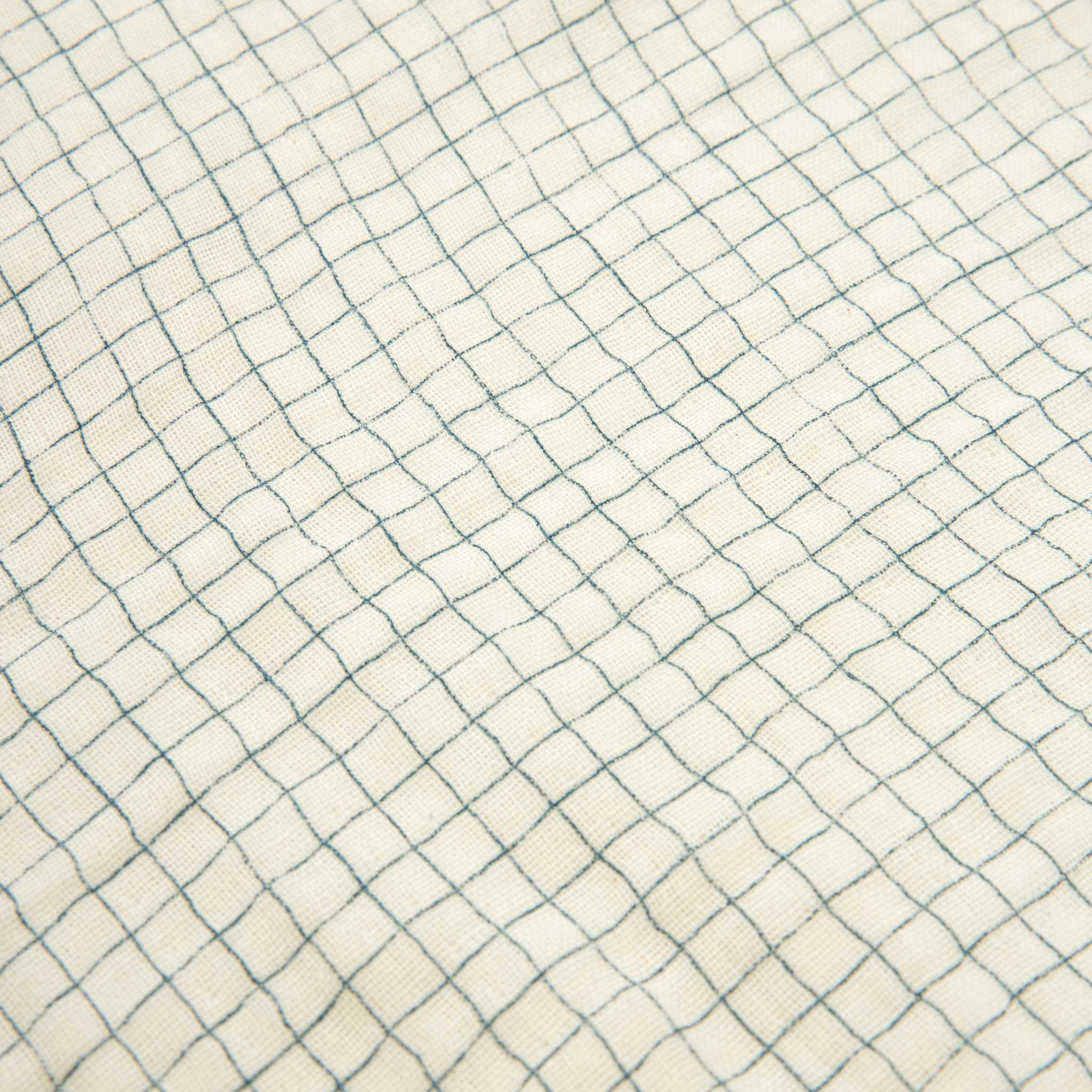 Nobodinoz Wabi Sabi Toddler Bedding Set - Blue Grid - Up Close Pattern Detail
