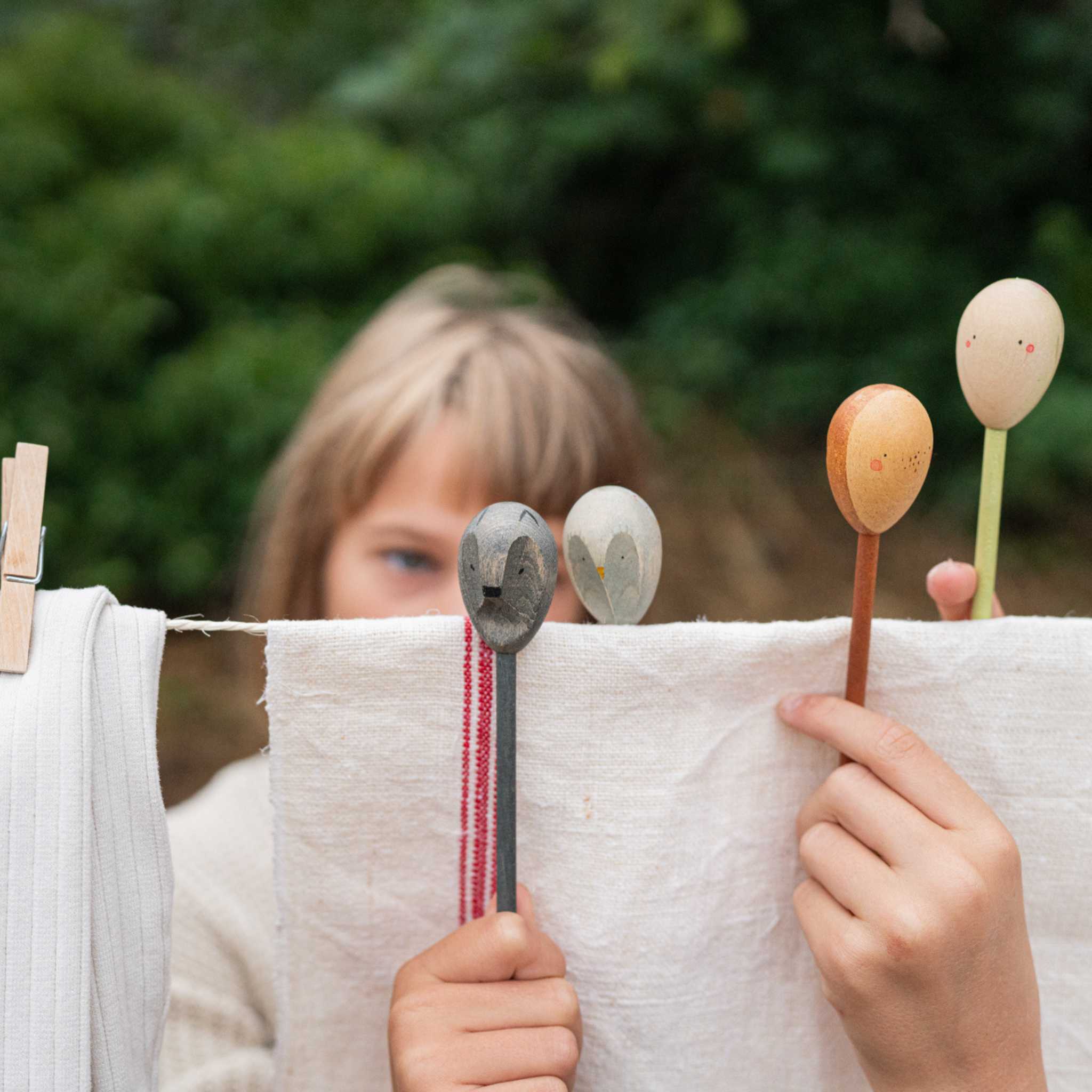 Playing With Grapat Twin Soul Puppets at Washing Line