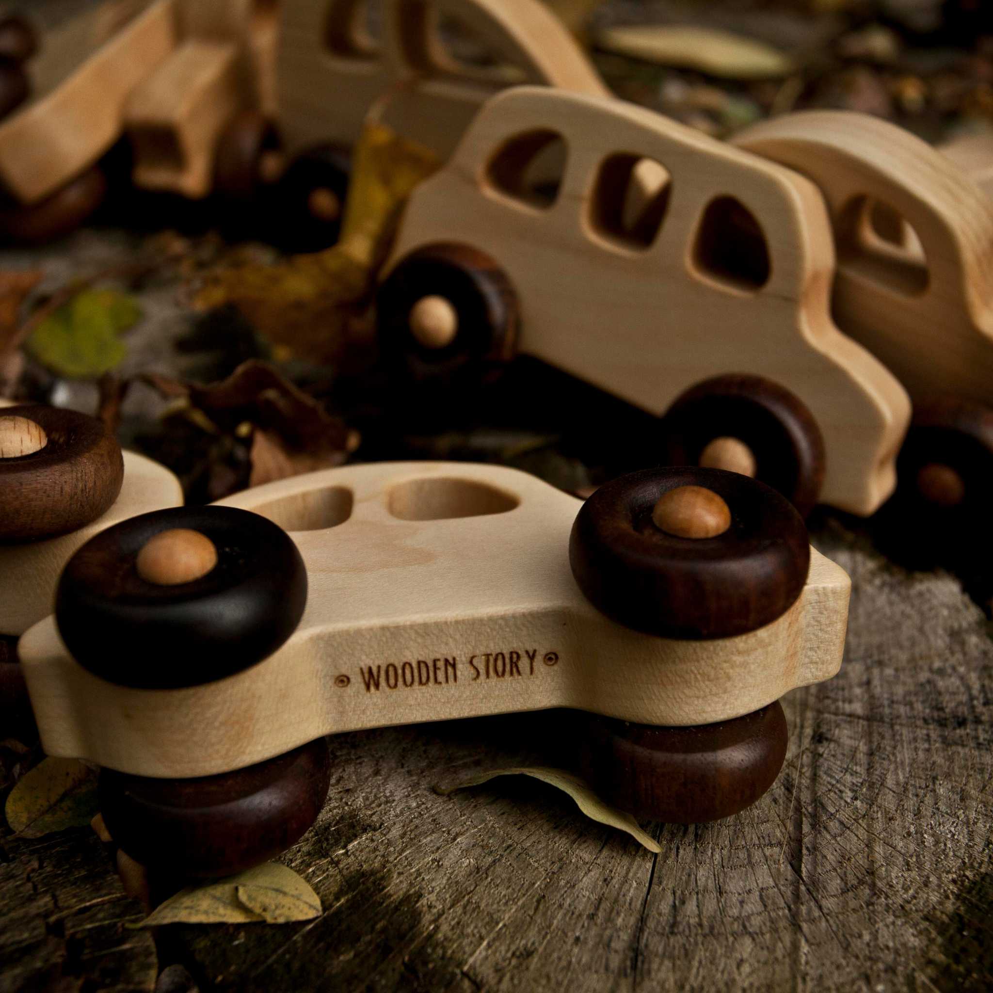 Wooden story Little French Car Close Up Detail