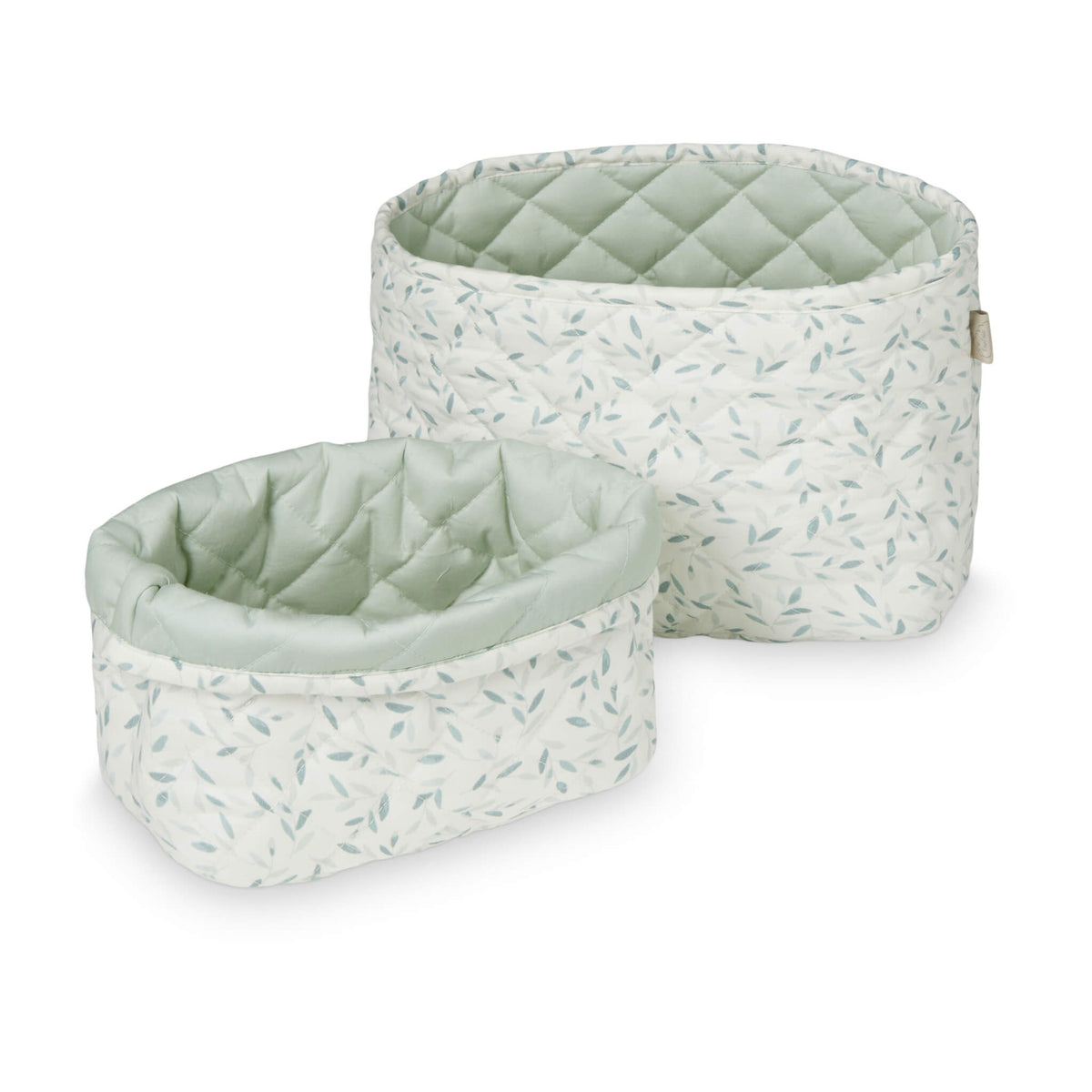 Cam Cam Copenhagen Quilted Storage Basket Set of 2 Green Leaves