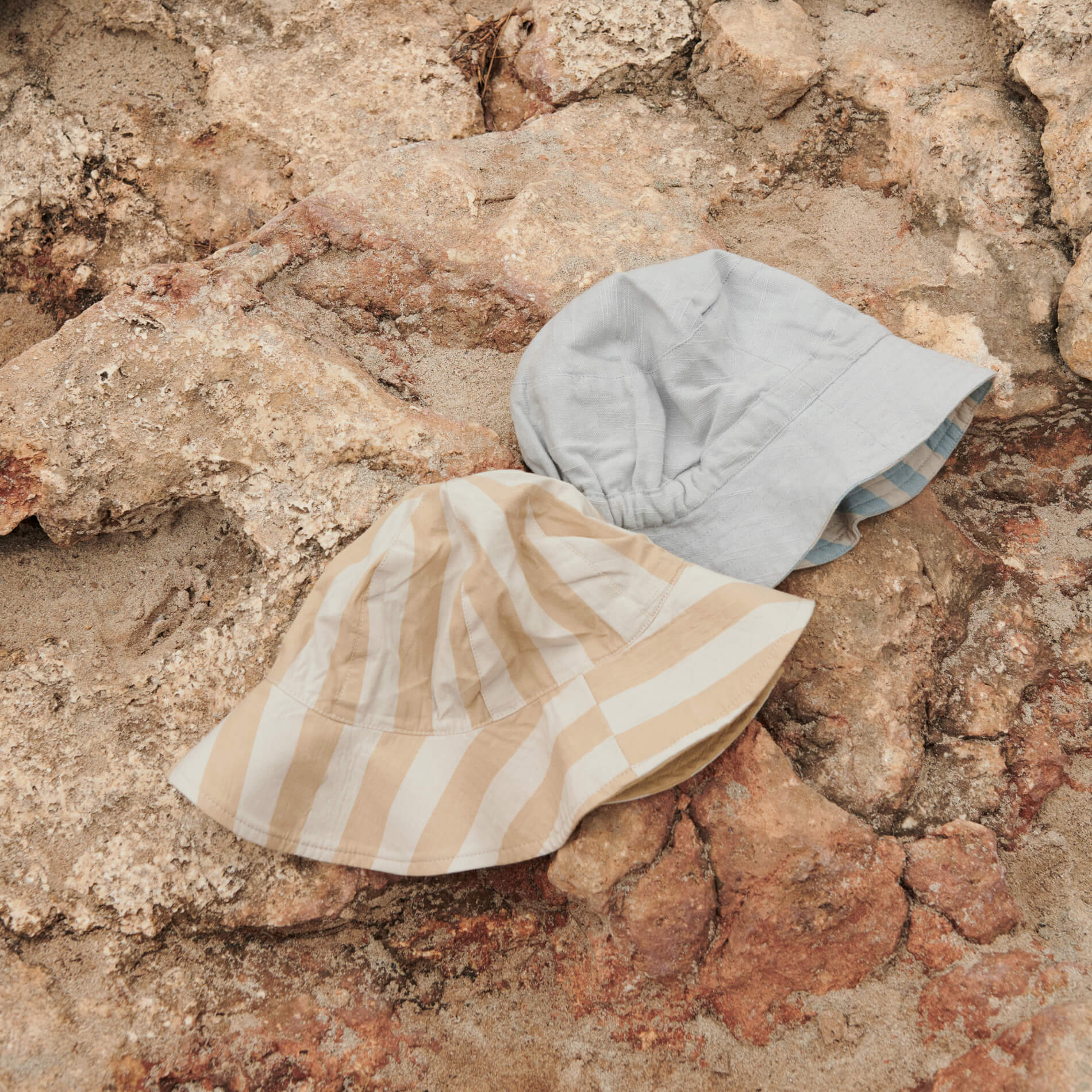Amelia Reversible Sun Hat - Pale Tuscany/ Sandy Stripe (Various sizes)